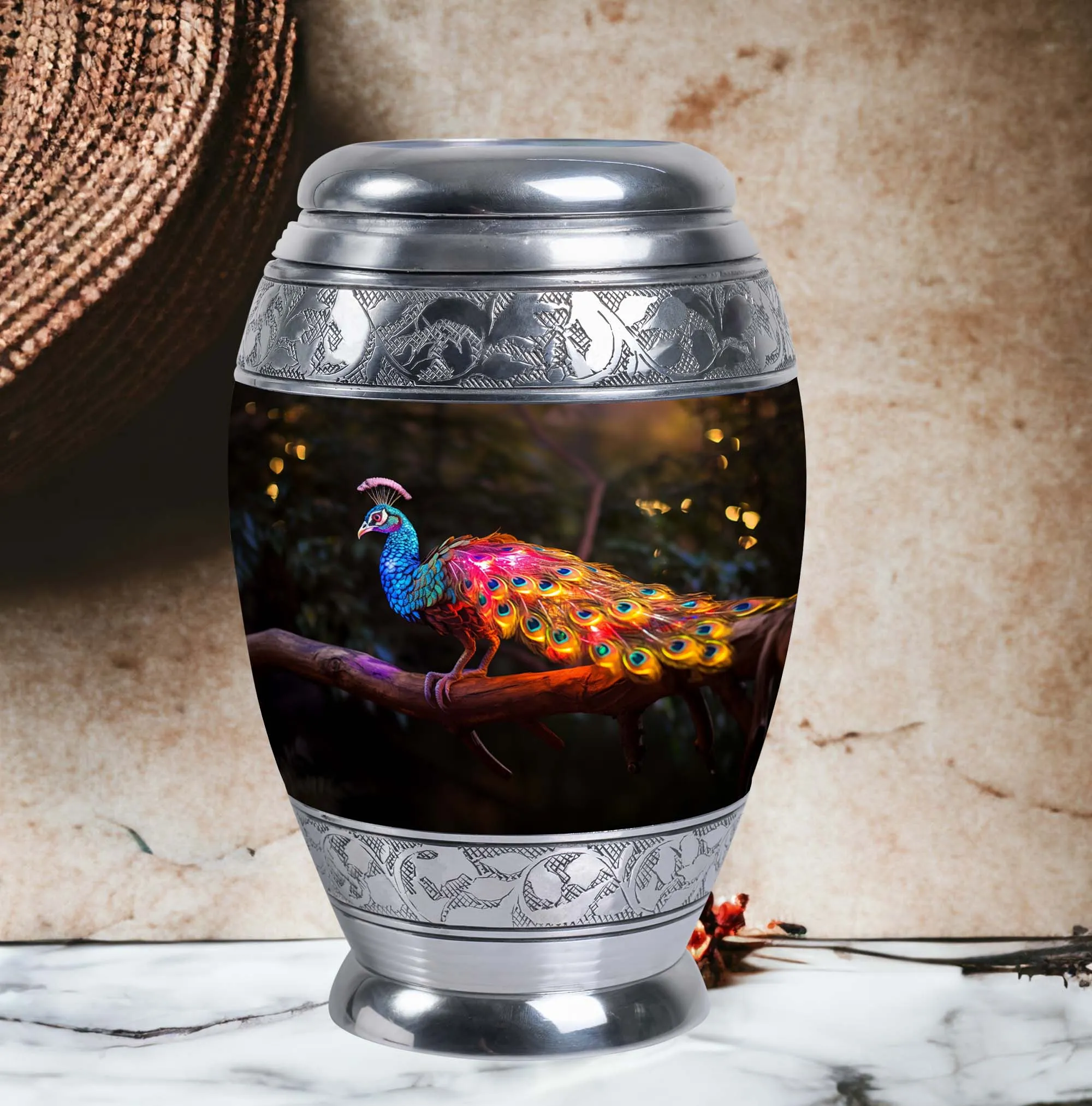 Dancing Peacock Urn - Cherished Memorial Urn For Storing Ashes