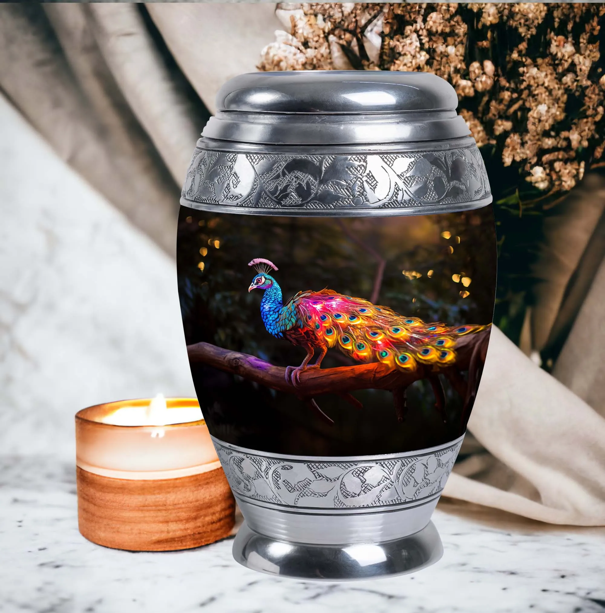 Dancing Peacock Urn - Cherished Memorial Urn For Storing Ashes