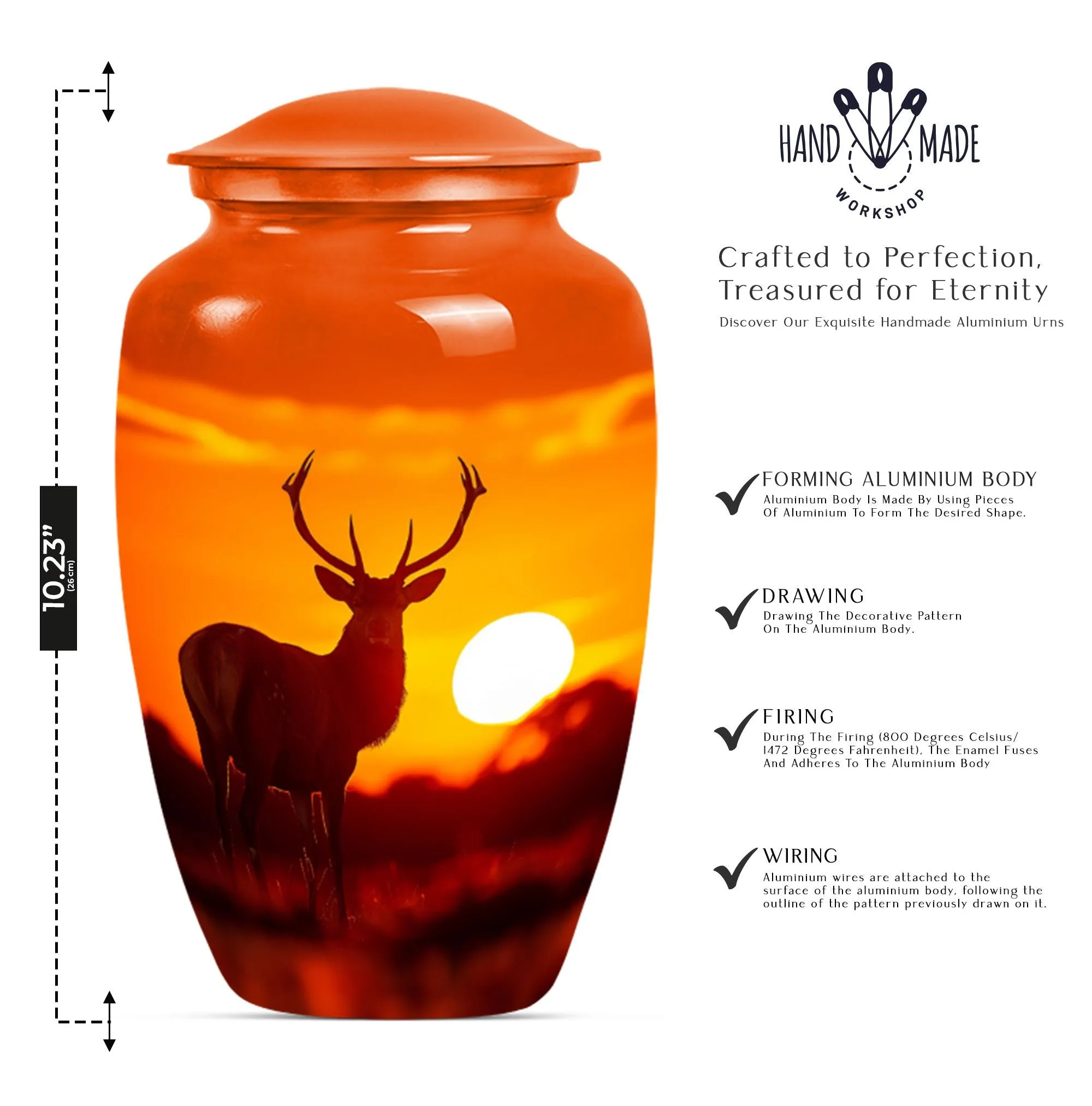 Deer Theme Cremation Tribute Personalized Memorial Urn