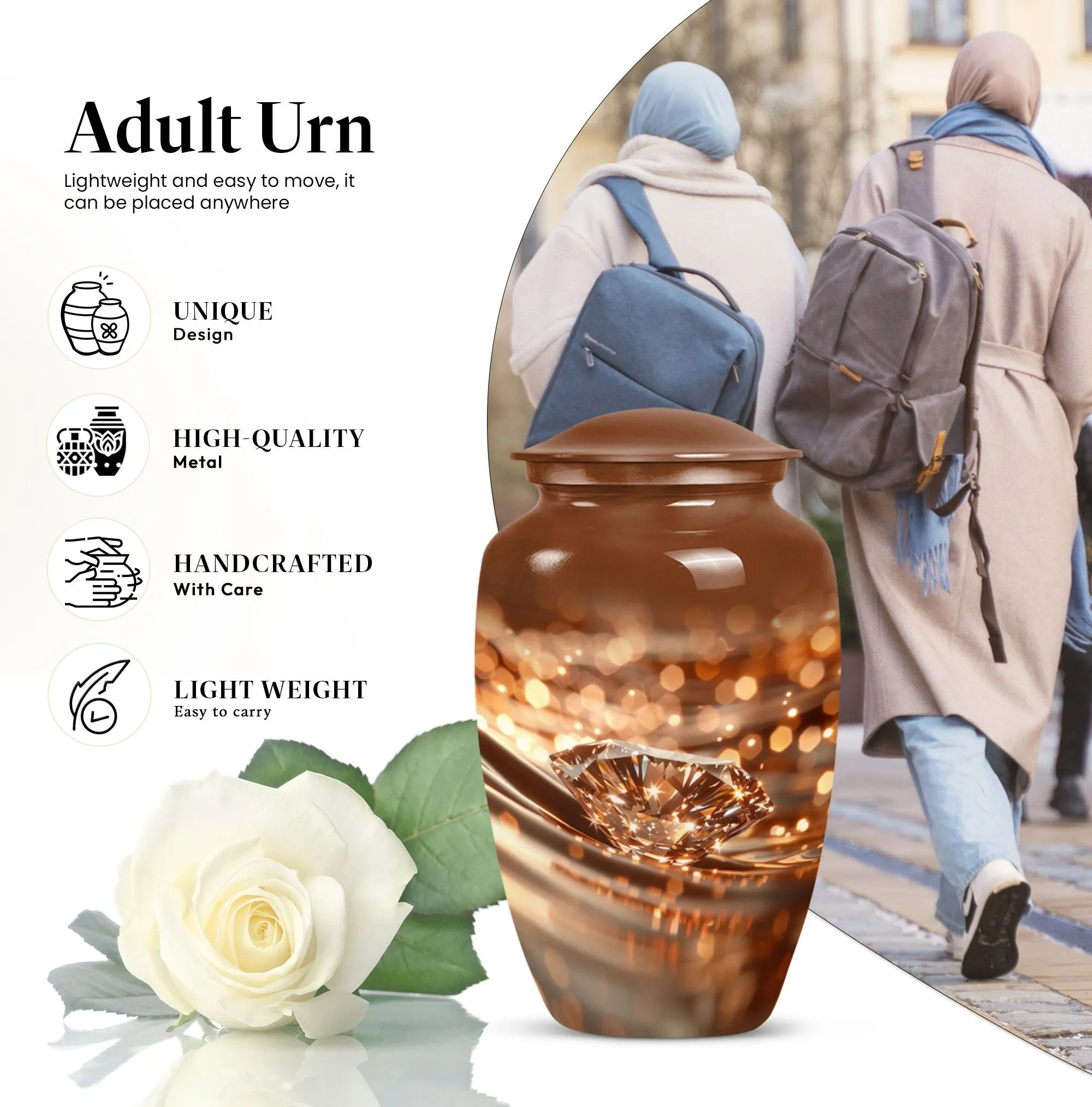 Diamond Embrace Cremation Keepsake Urn For Storing Human Ashes