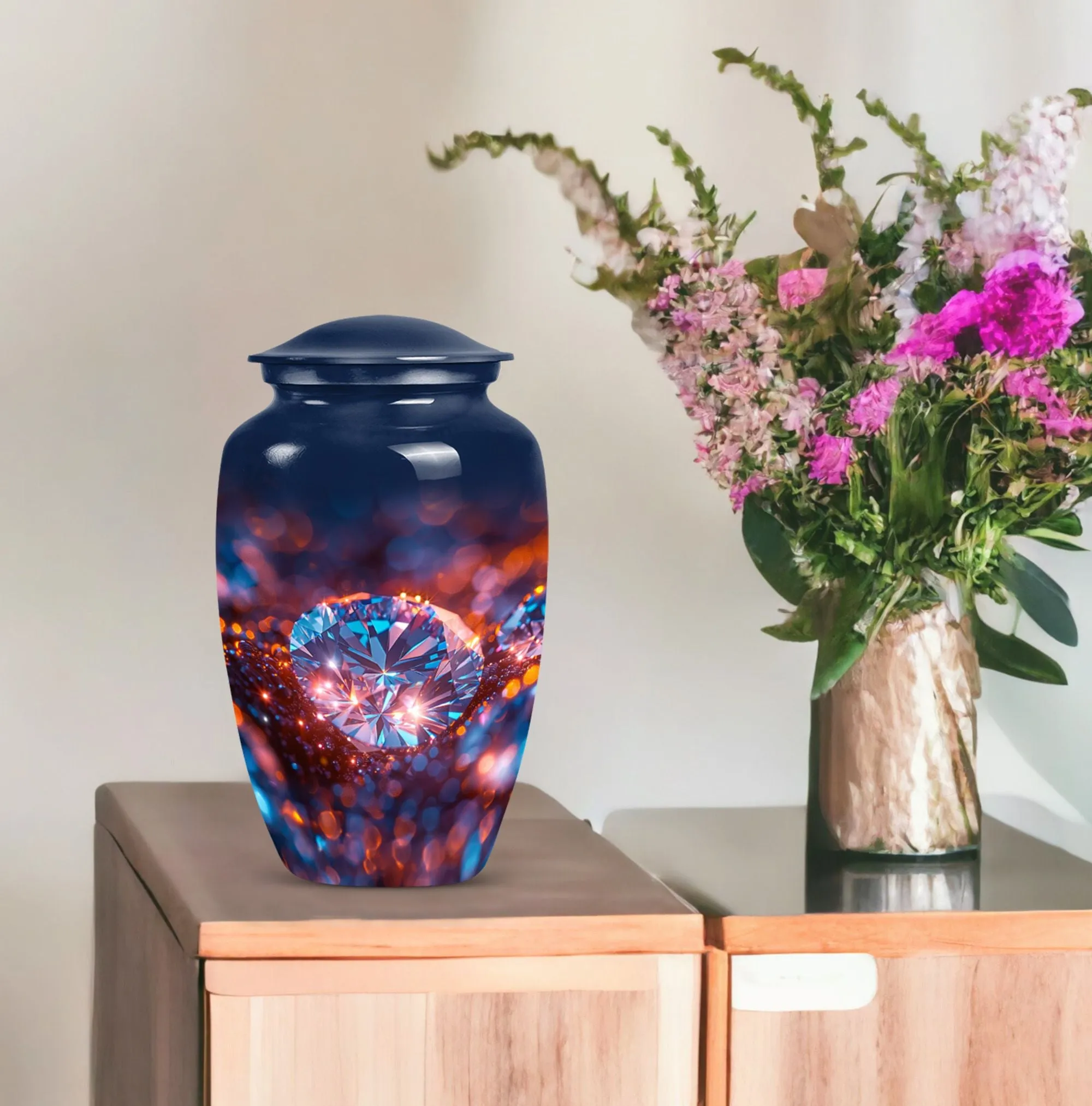 Diamond Tranquillity: Cherished Memorial Urn for Women