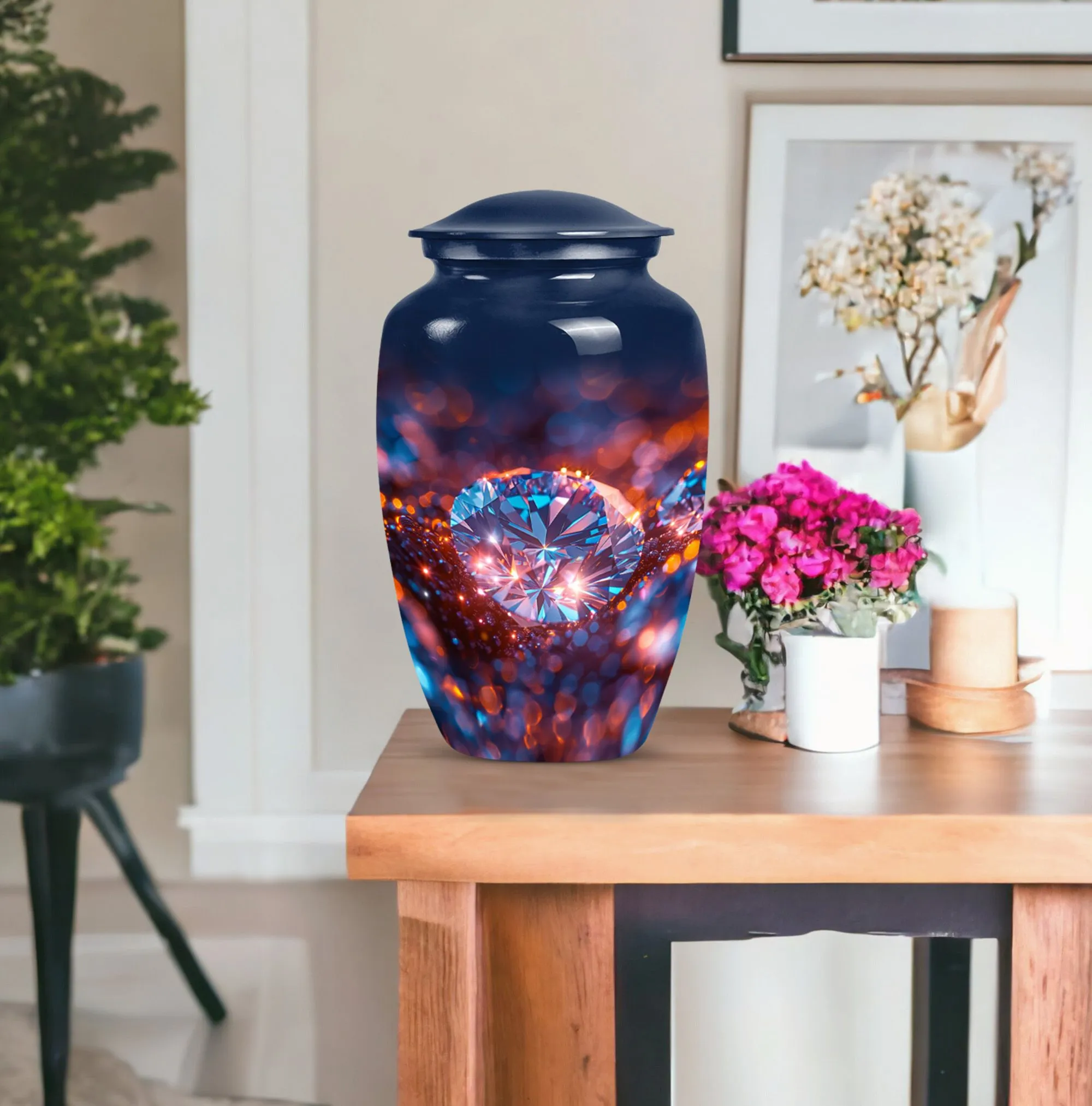 Diamond Tranquillity: Cherished Memorial Urn for Women