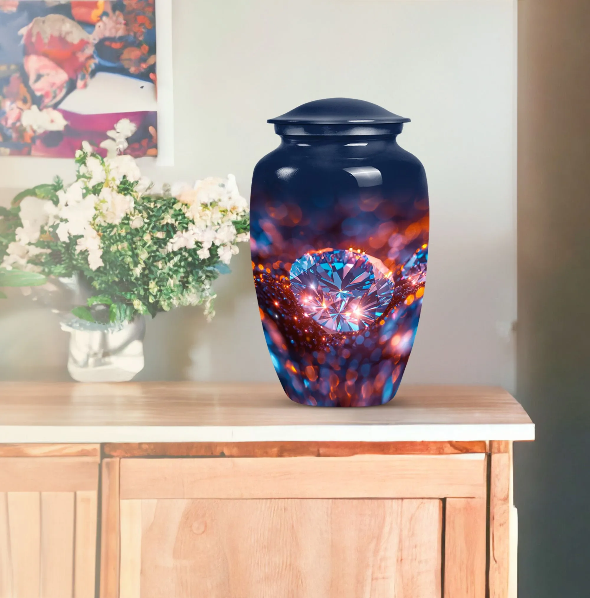 Diamond Tranquillity: Cherished Memorial Urn for Women
