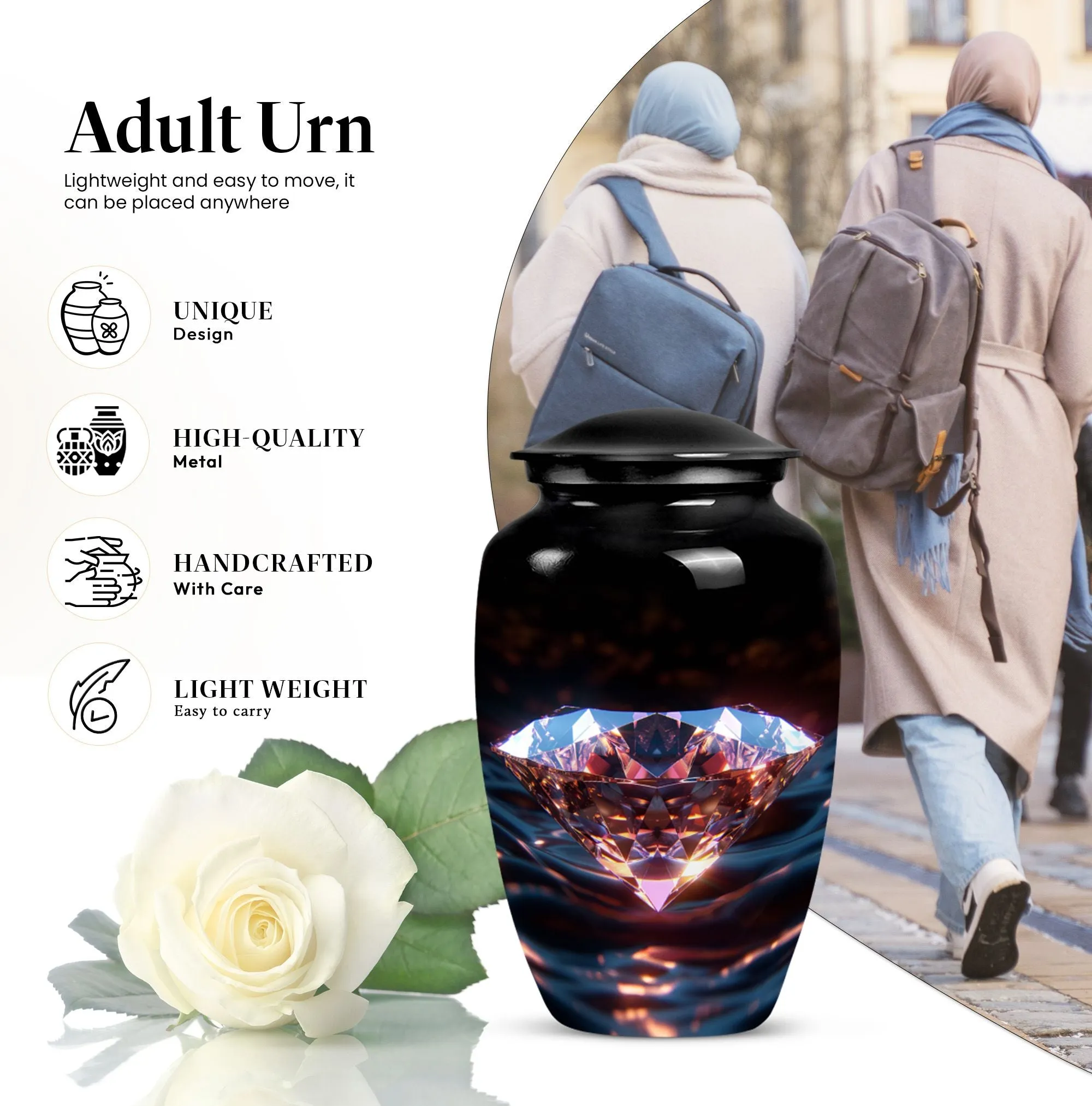 Diamond Tribute: Memorial Forever Cremation Urn For Ashes