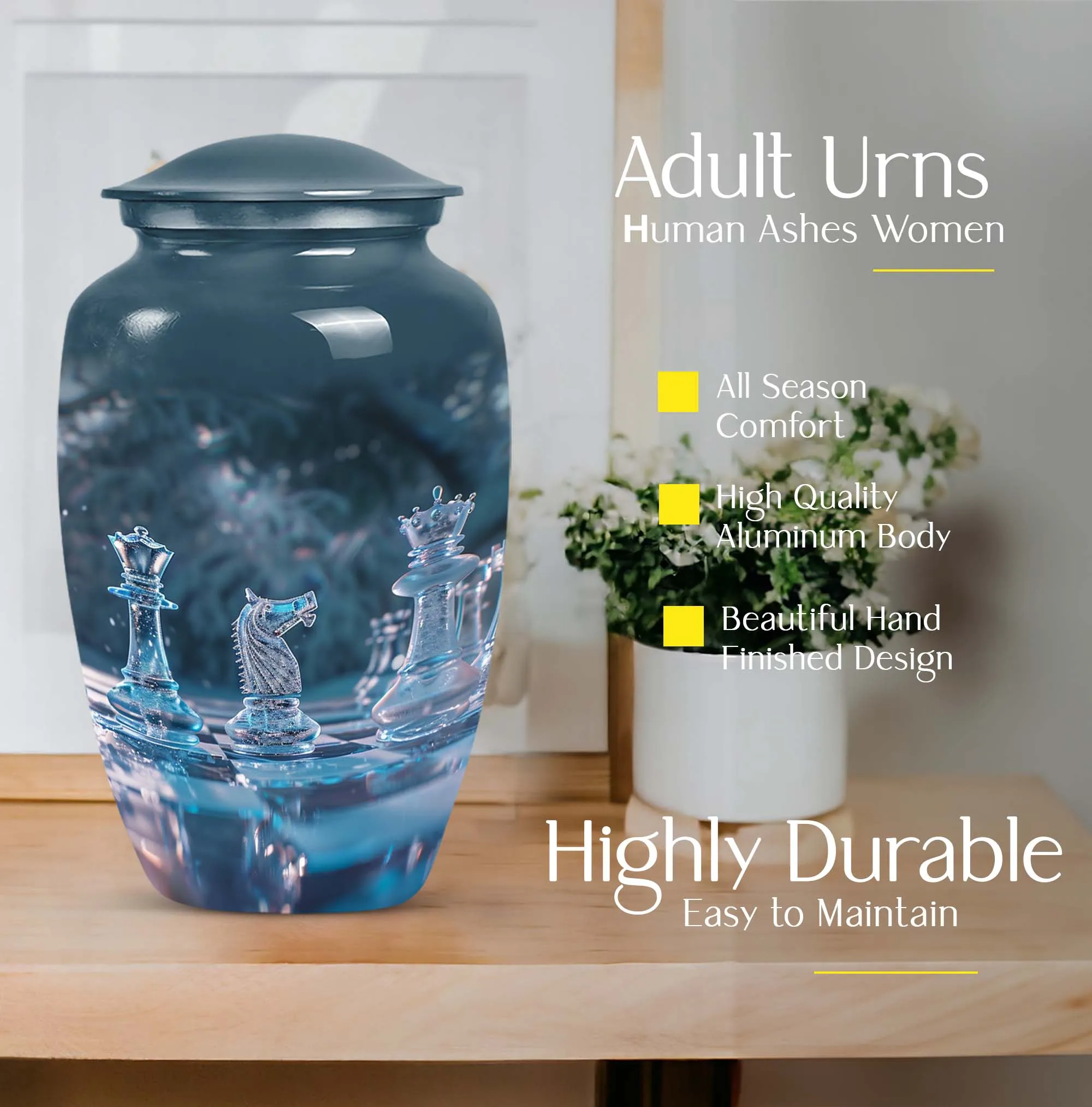 Dignified Chess Tribute: Female Memorial Cremation Urn