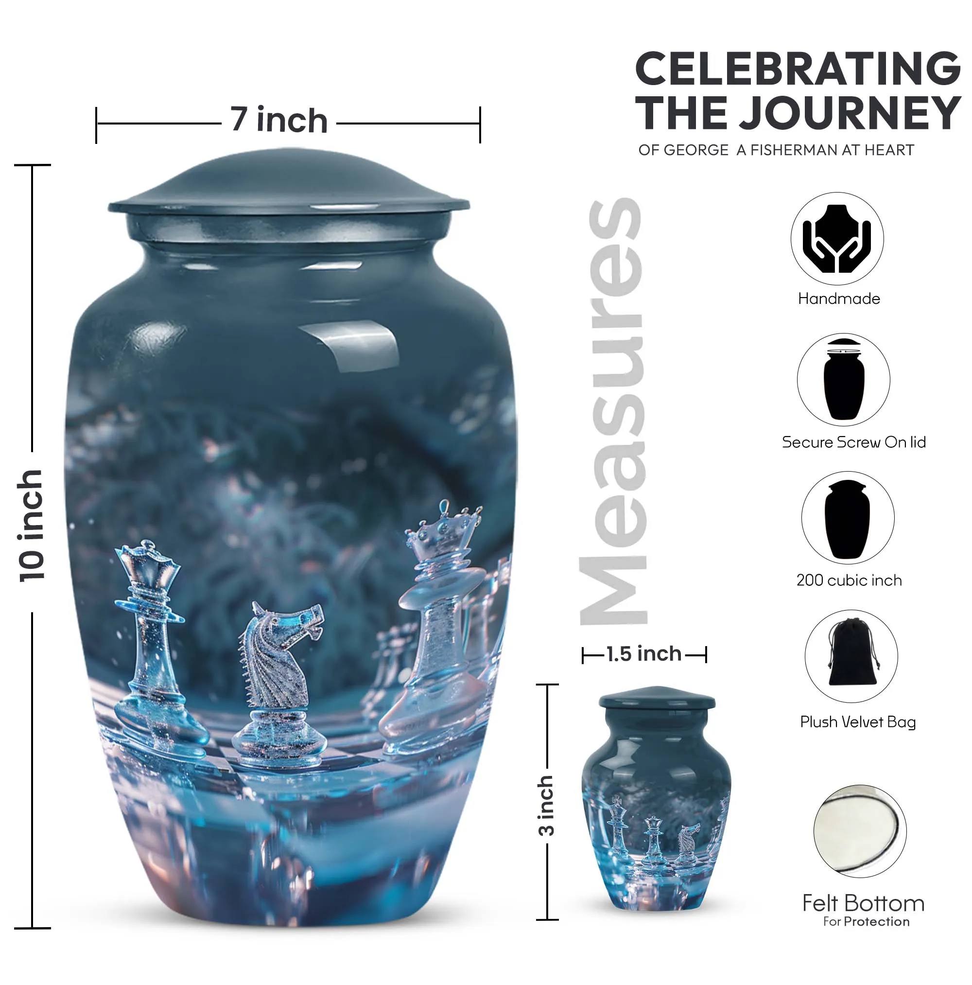 Dignified Chess Tribute: Female Memorial Cremation Urn
