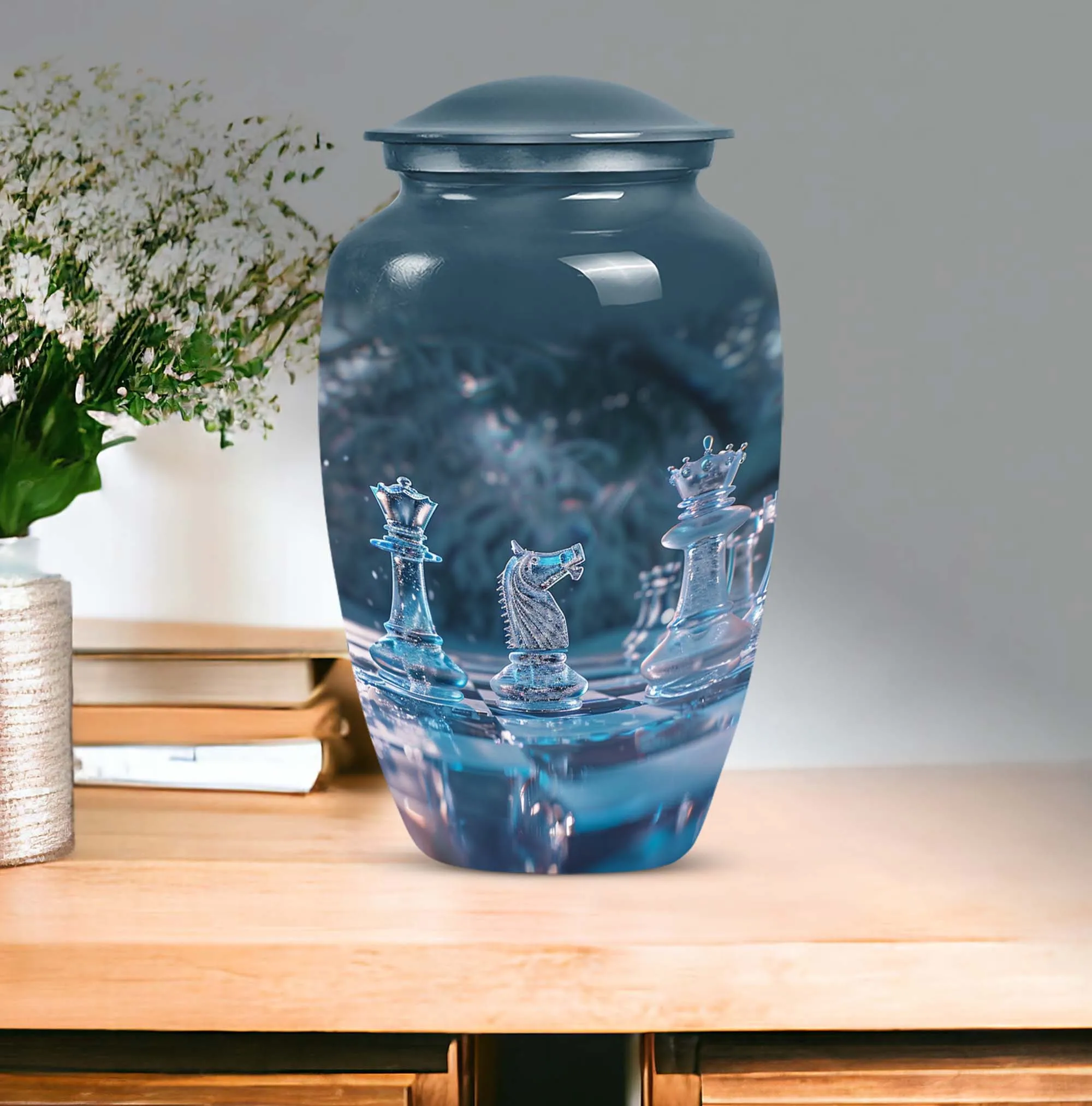 Dignified Chess Tribute: Female Memorial Cremation Urn