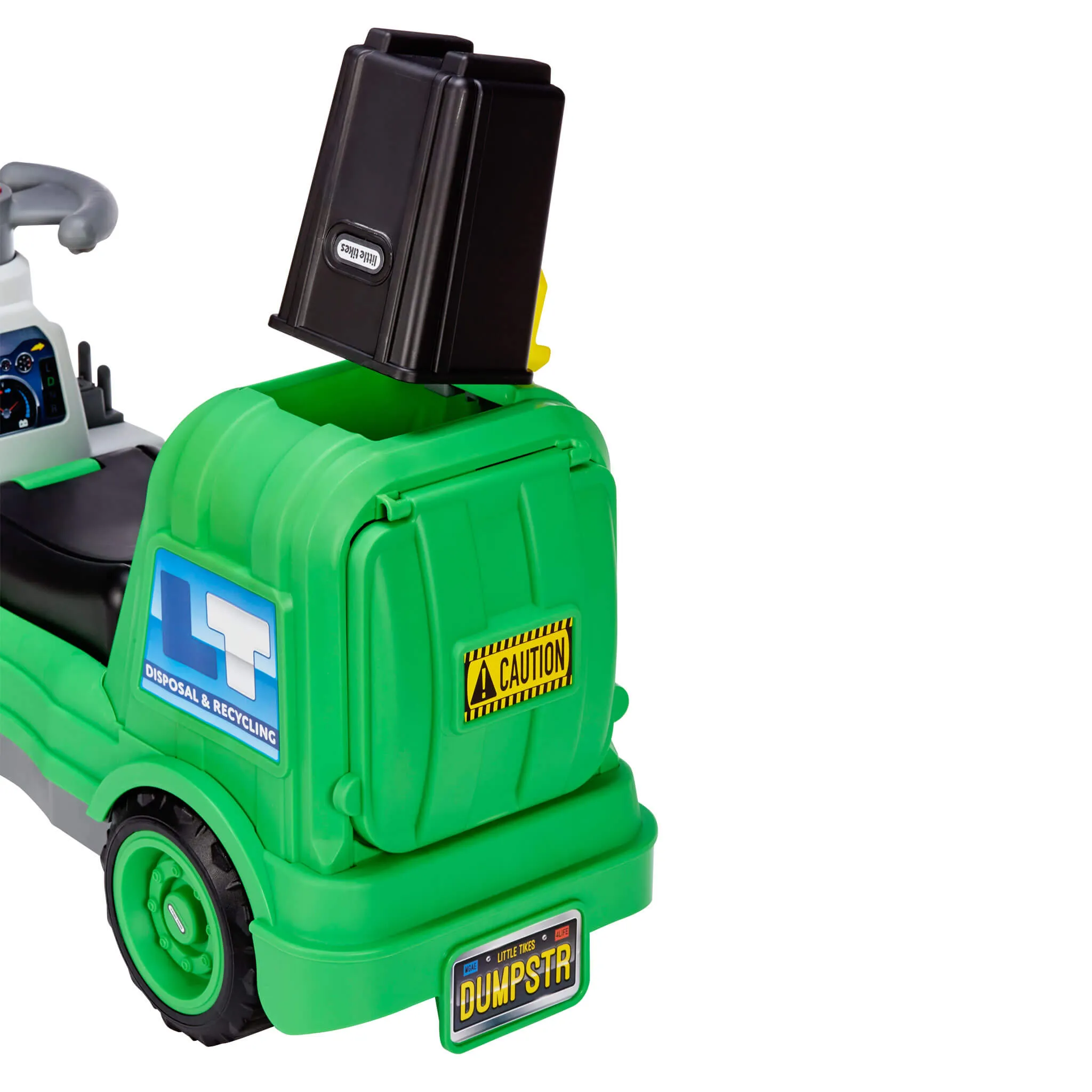 Dirt Digger Garbage Scoot Ride-On, Realistic Garbage Truck with Working Trash Bin & Storage