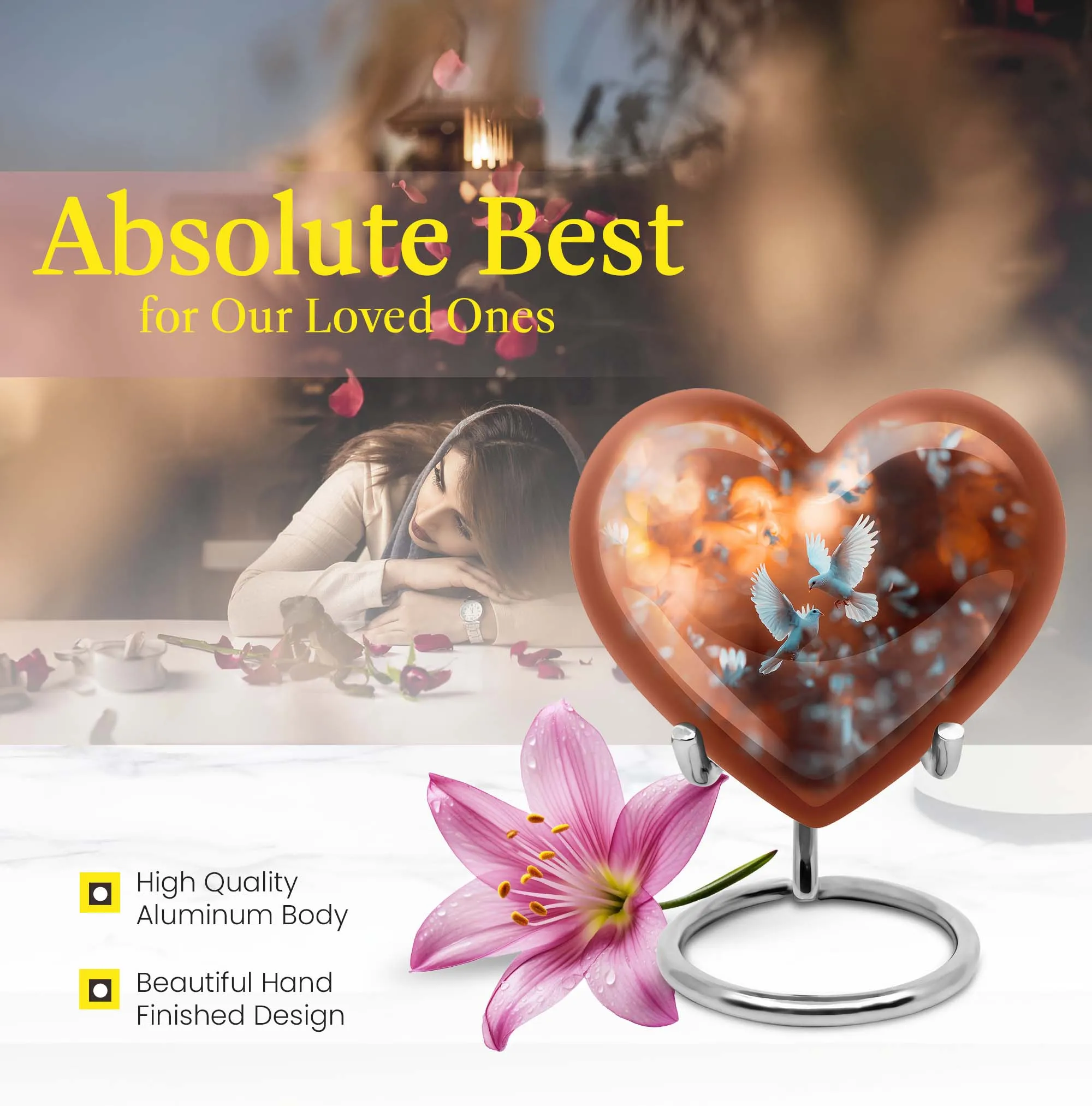 Dove Urn - Cherished Dad Cremation Memorial urn for Remembrance