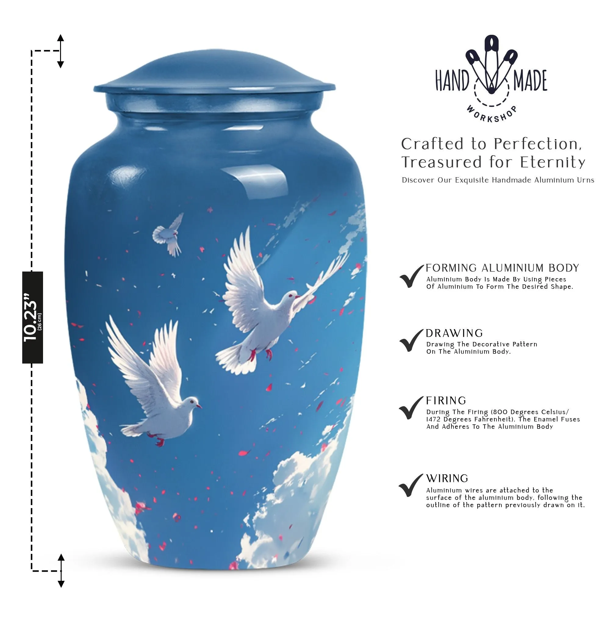 Dove Urn Harmony - Traditionally Crafted Manly Cremation Urn