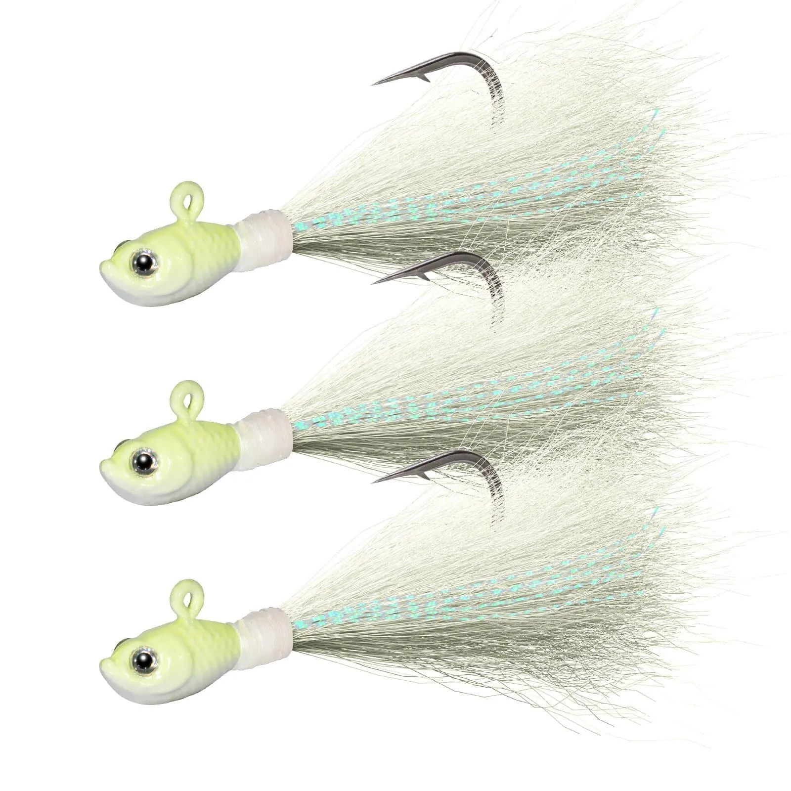 Dr.Fish 3pcs Bucktail Jigs 1/2oz-2oz
