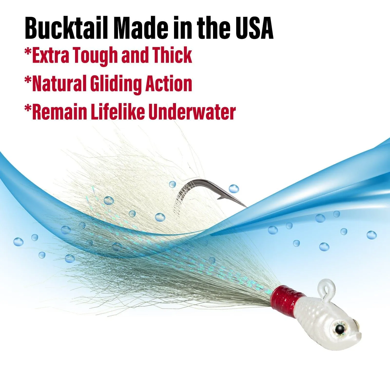 Dr.Fish 3pcs Bucktail Jigs 1/2oz-2oz