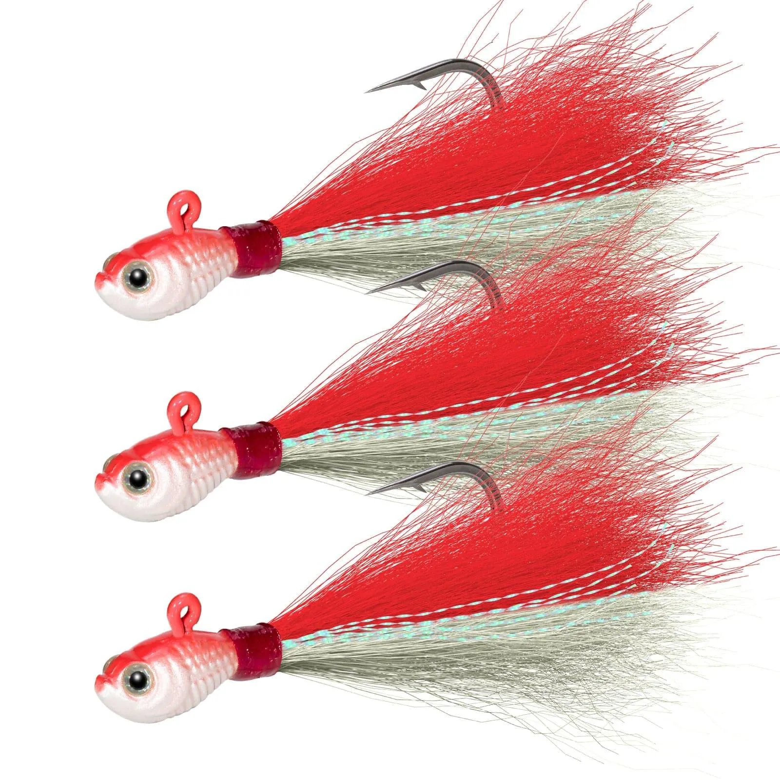 Dr.Fish 3pcs Bucktail Jigs 1/2oz-2oz