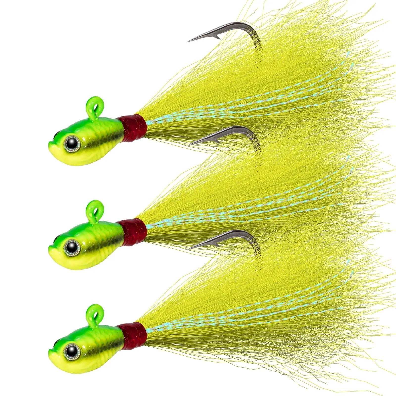 Dr.Fish 3pcs Bucktail Jigs 1/2oz-2oz
