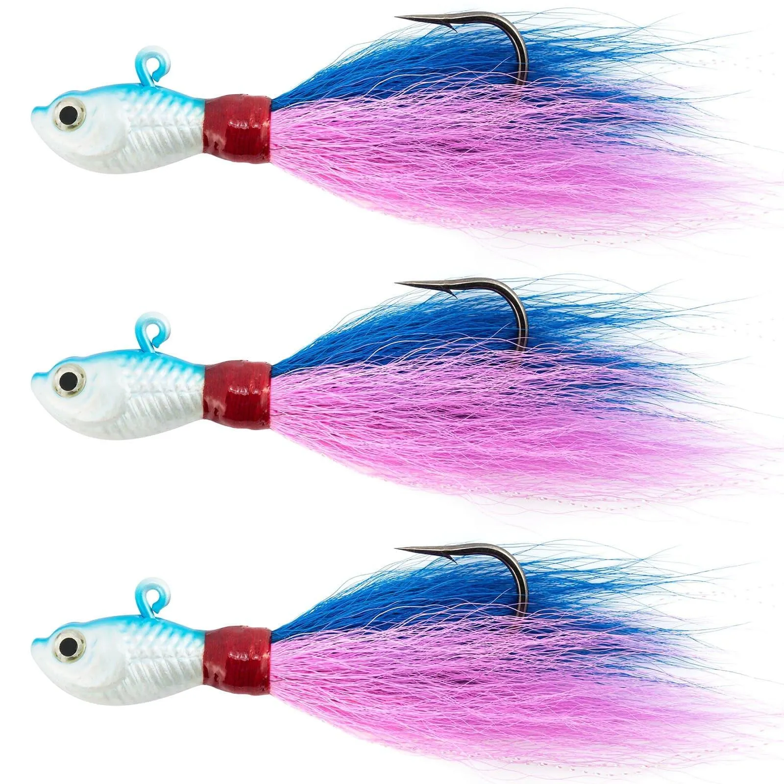 Dr.Fish 3pcs Bucktail Jigs 1/2oz-2oz