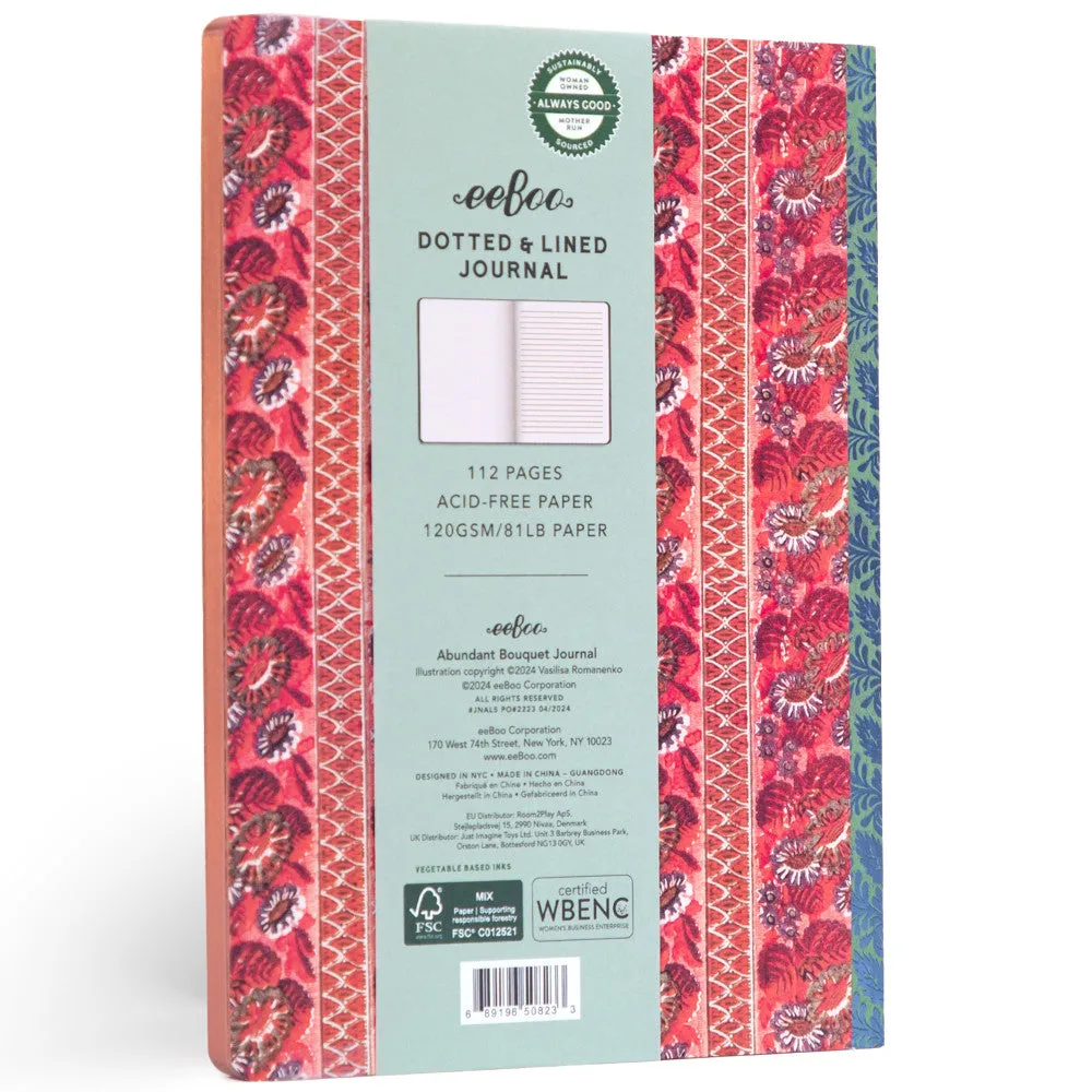 eeBoo Piece & Love: Abundant Bouquet Gilded Journal - Floral Hardcover Diary