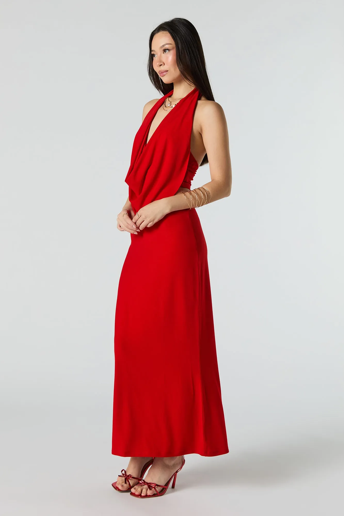 Elastic Waist Midi Skirt
