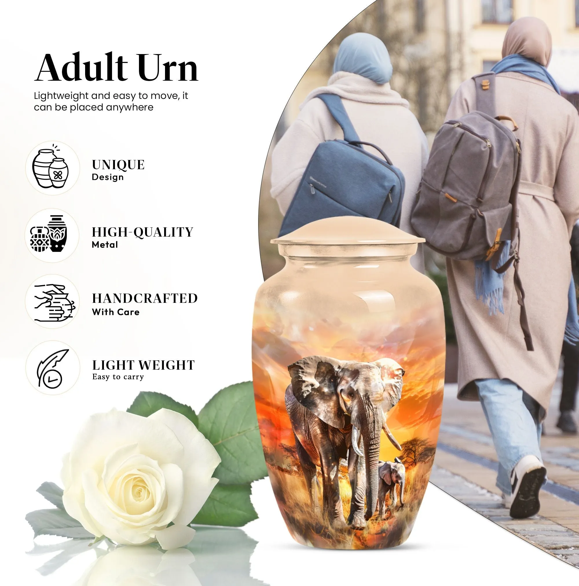 Elephant Family Tribute - Funeral Urn for a Lasting Memorial