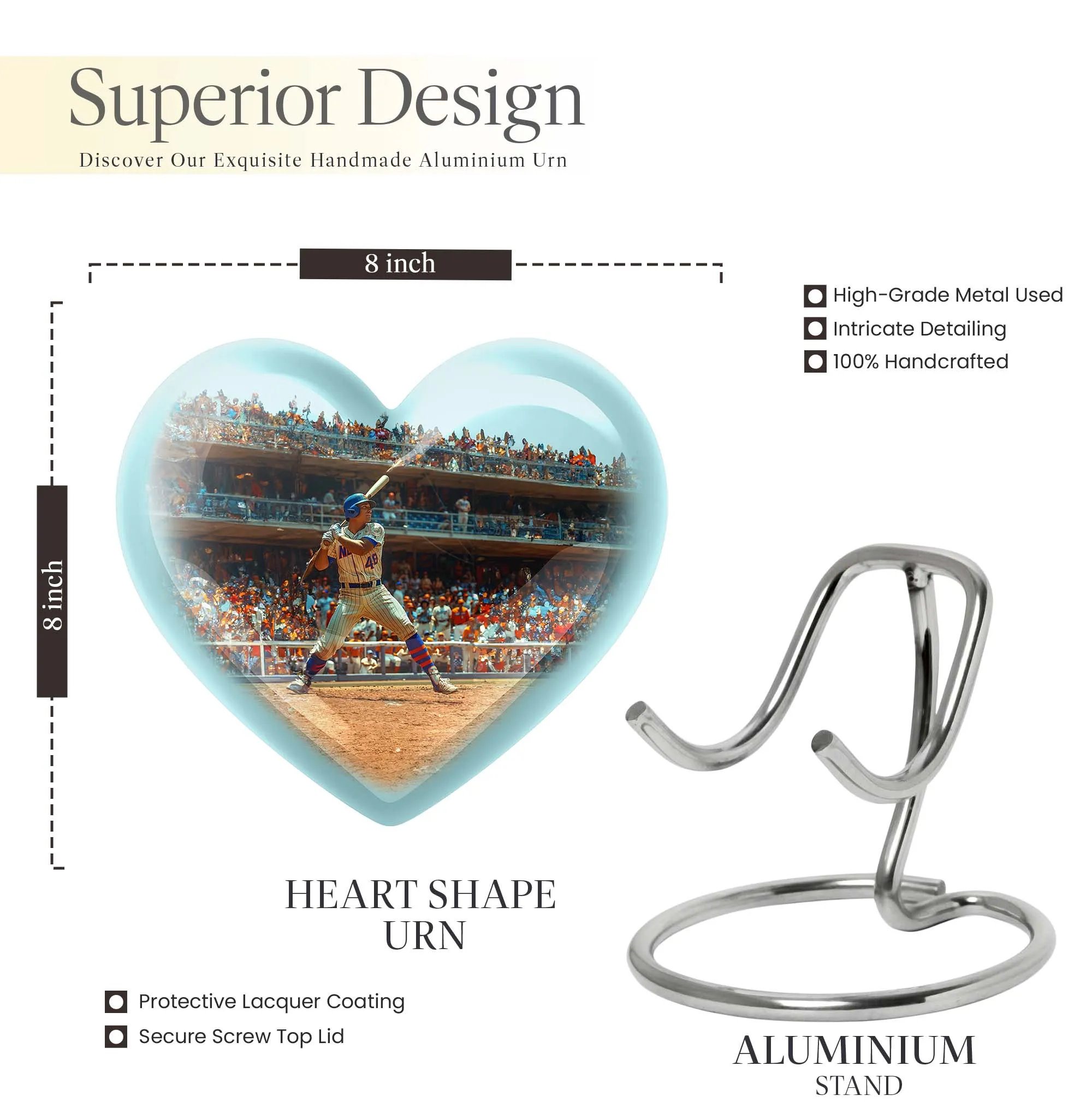 Embodying Love Baseball-Themed Butterfly Memorial Cremation Urn
