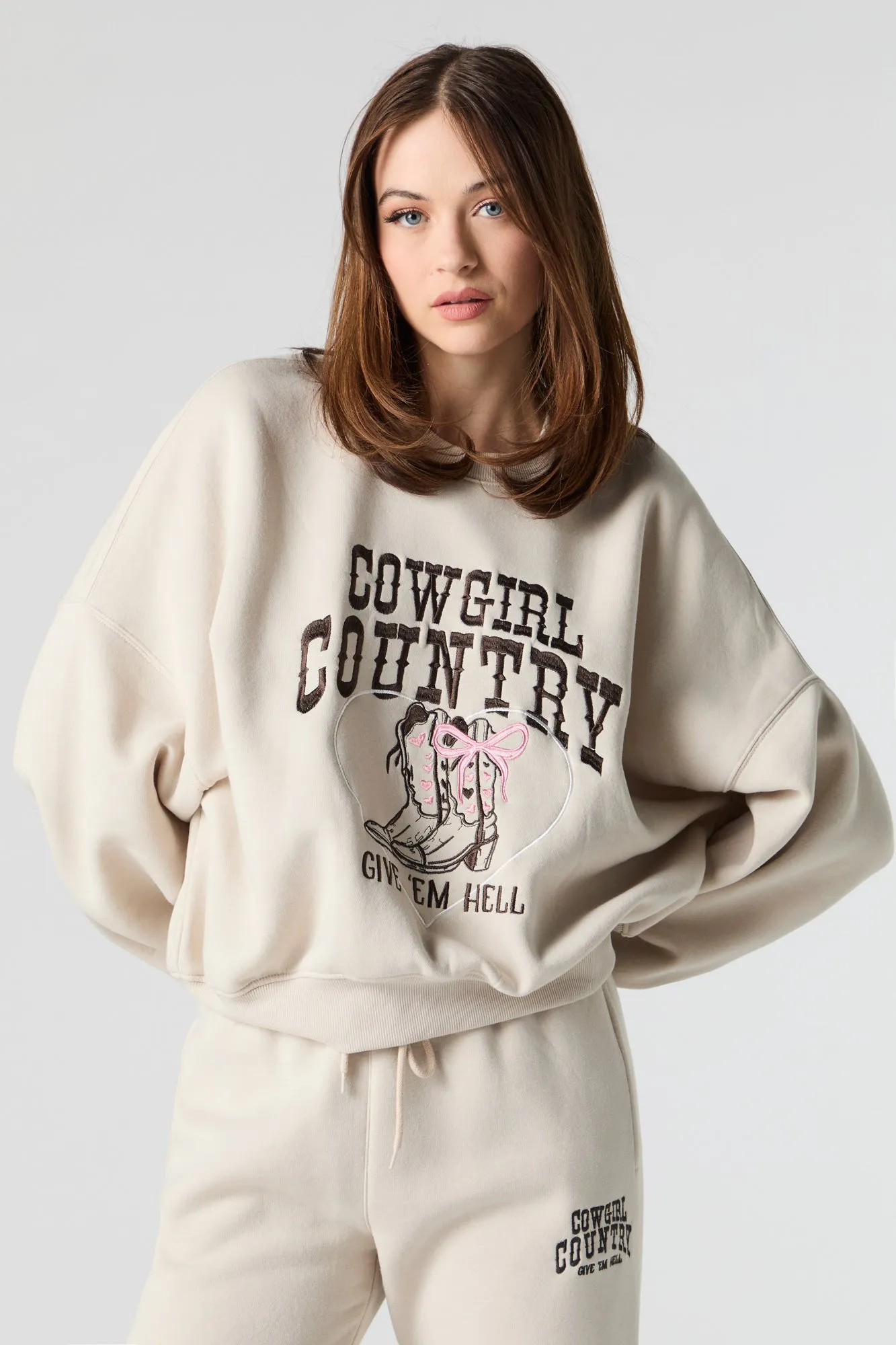 Embroidered Fleece Sweatshirt