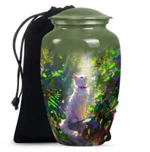 Eternal Harmony White Cat Cremation Urn for Human Ashes Man