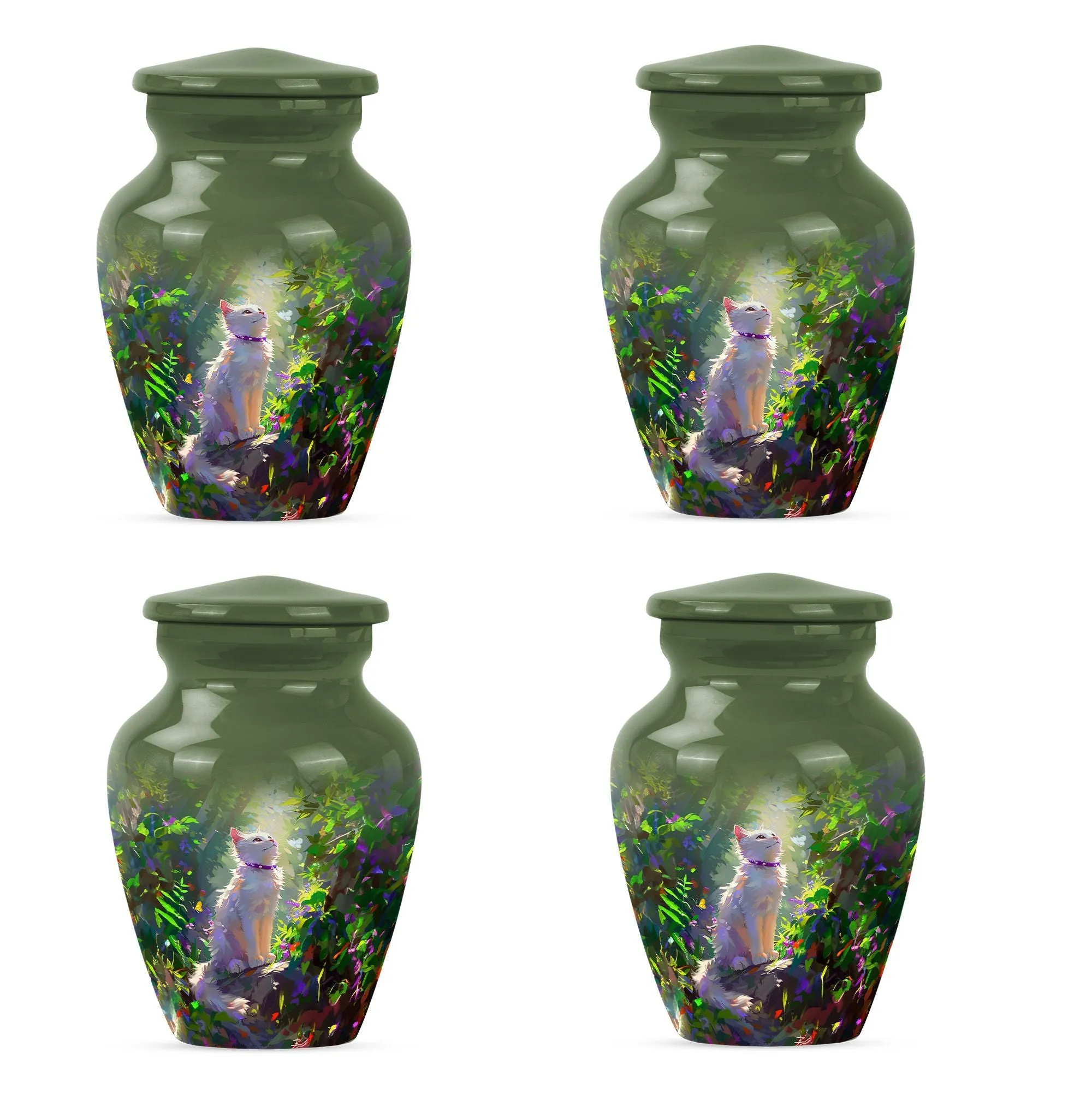 Eternal Harmony White Cat Cremation Urn for Human Ashes Man