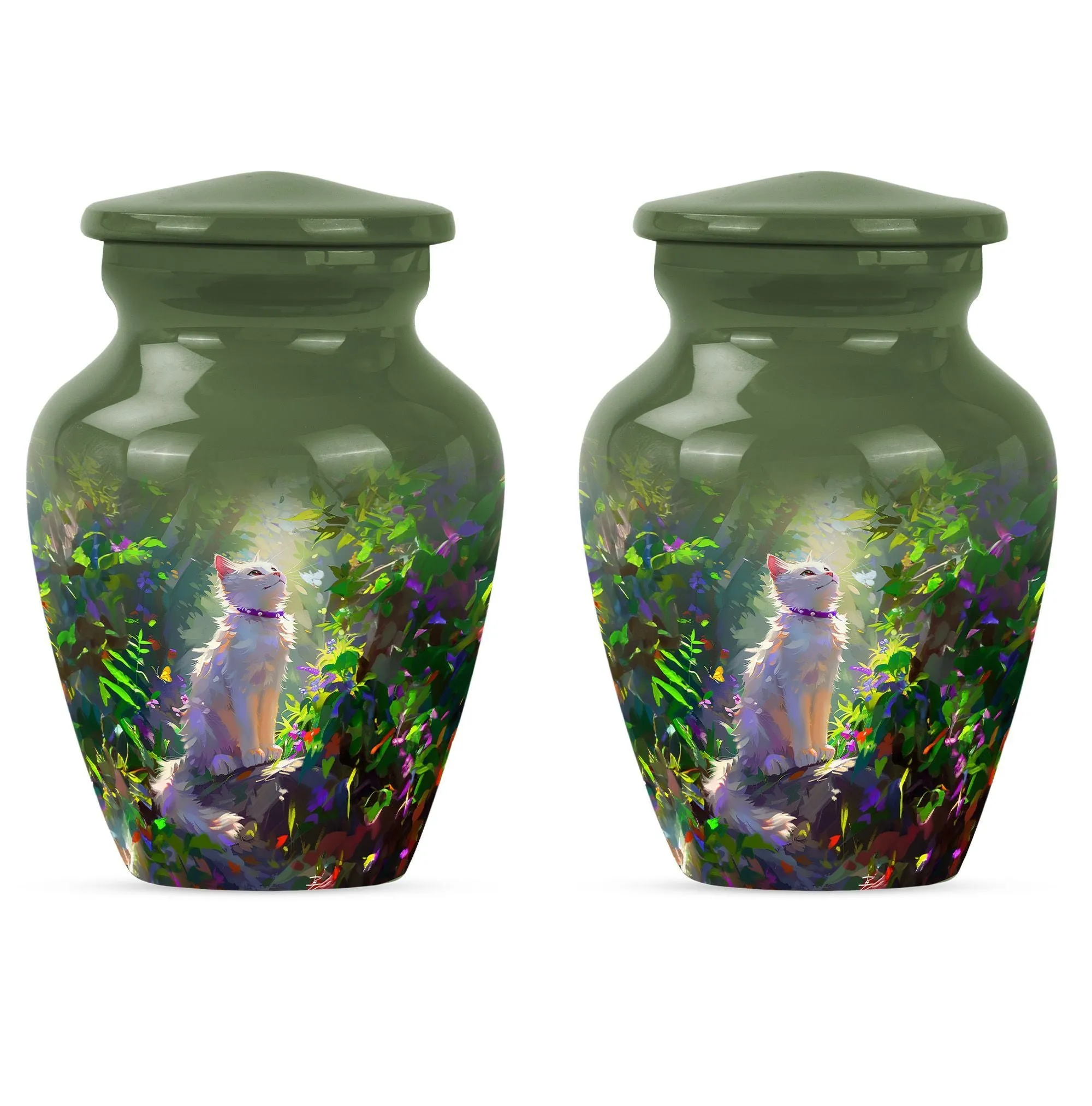 Eternal Harmony White Cat Cremation Urn for Human Ashes Man