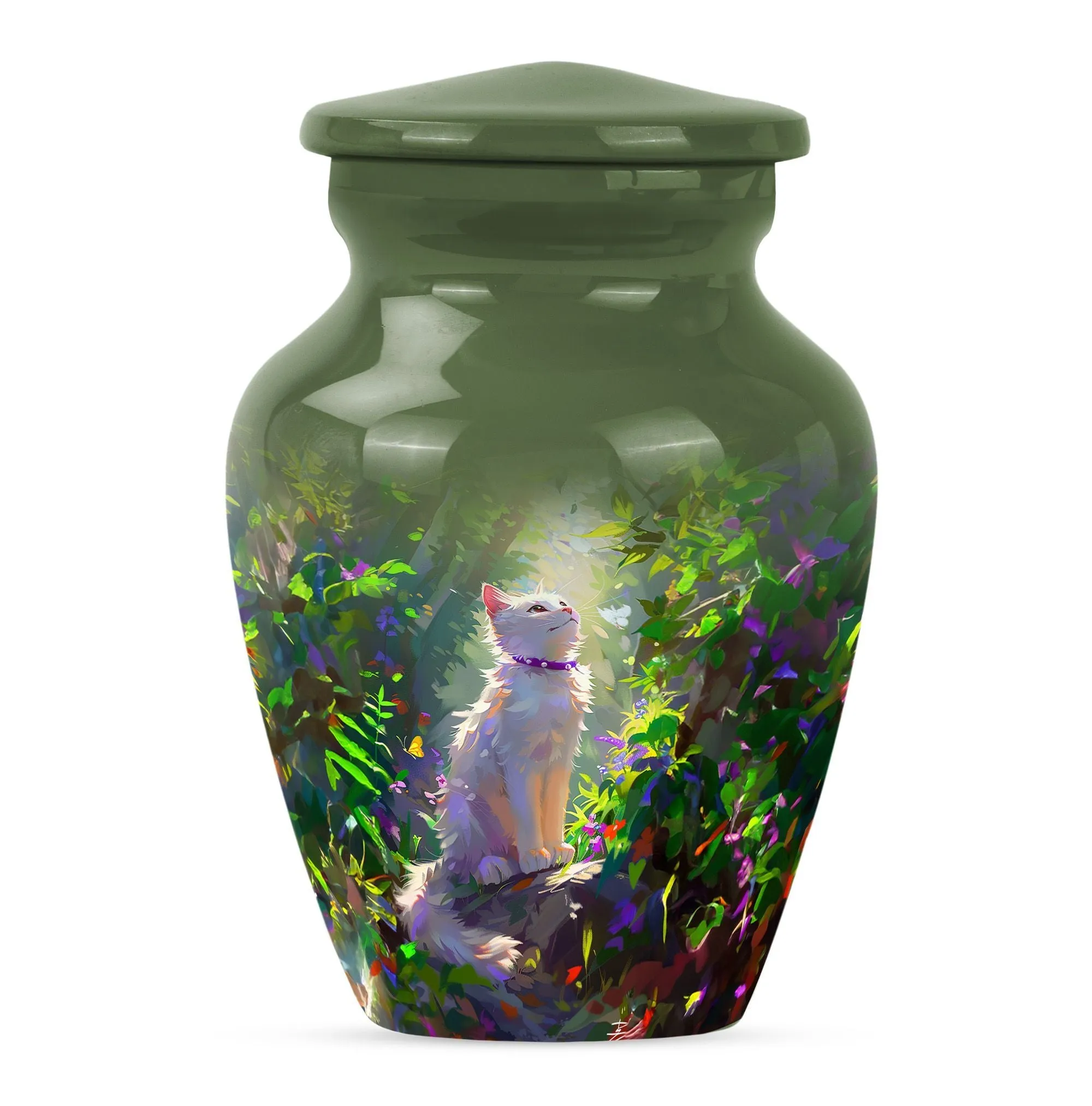 Eternal Harmony White Cat Cremation Urn for Human Ashes Man