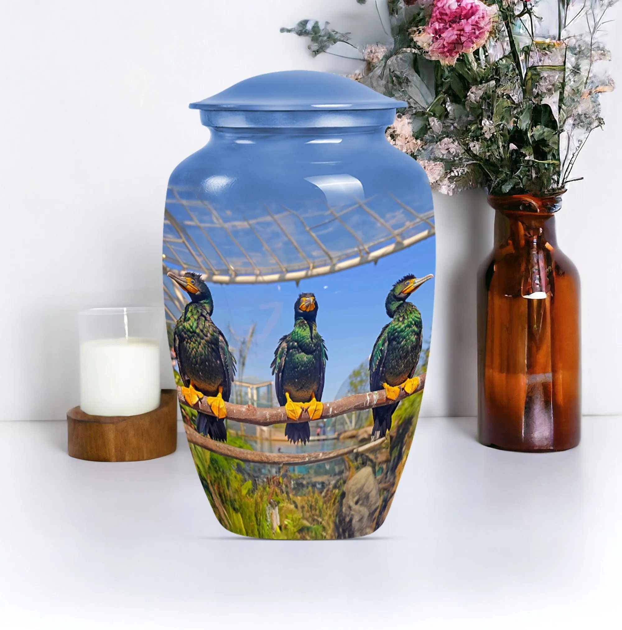 Eternal Puffin Bird Estuary - Medium Sized Remembrance Urn