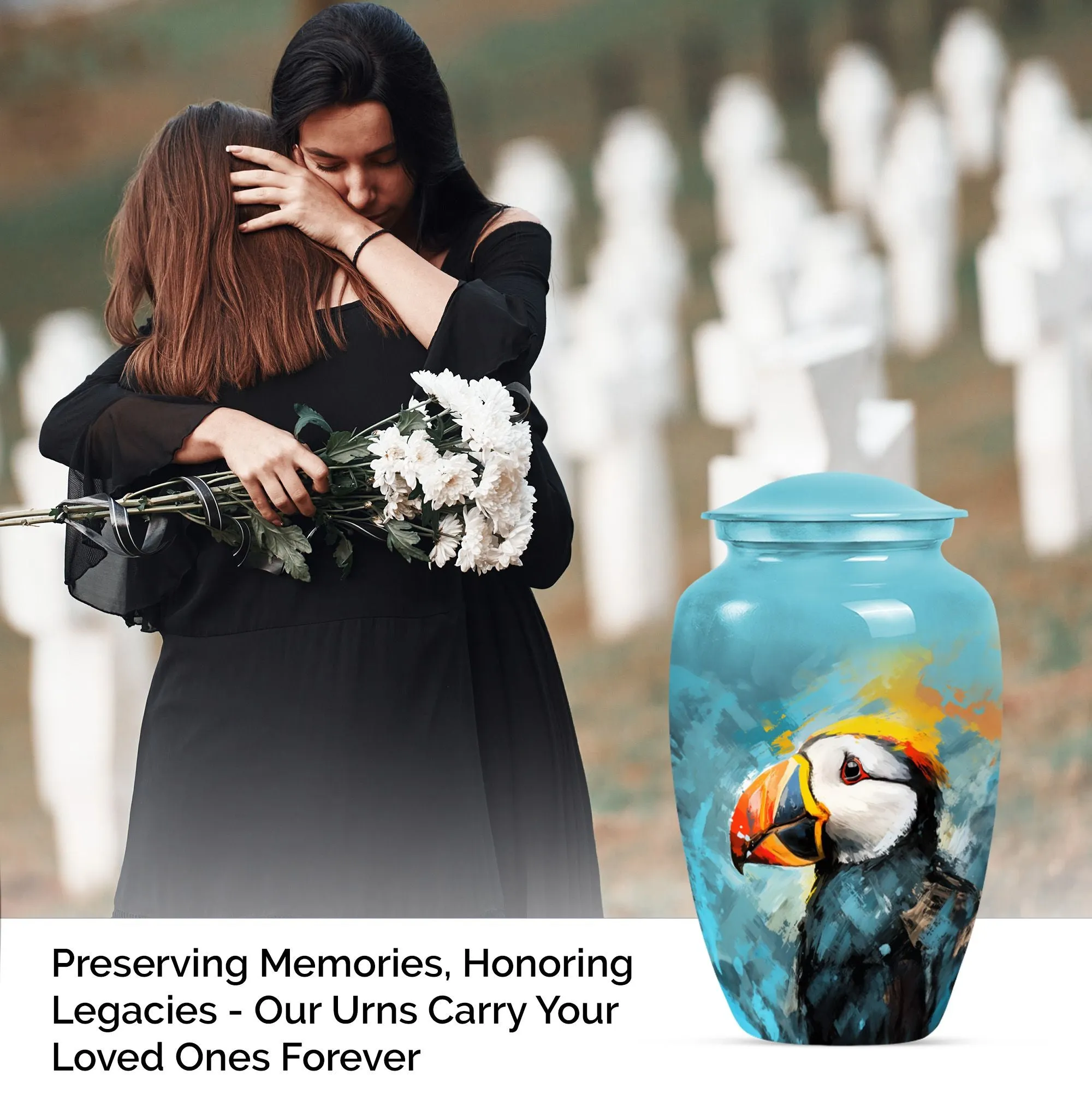 Eternal Puffin Bird Homage Urn - A Resilient Keepsake Urn