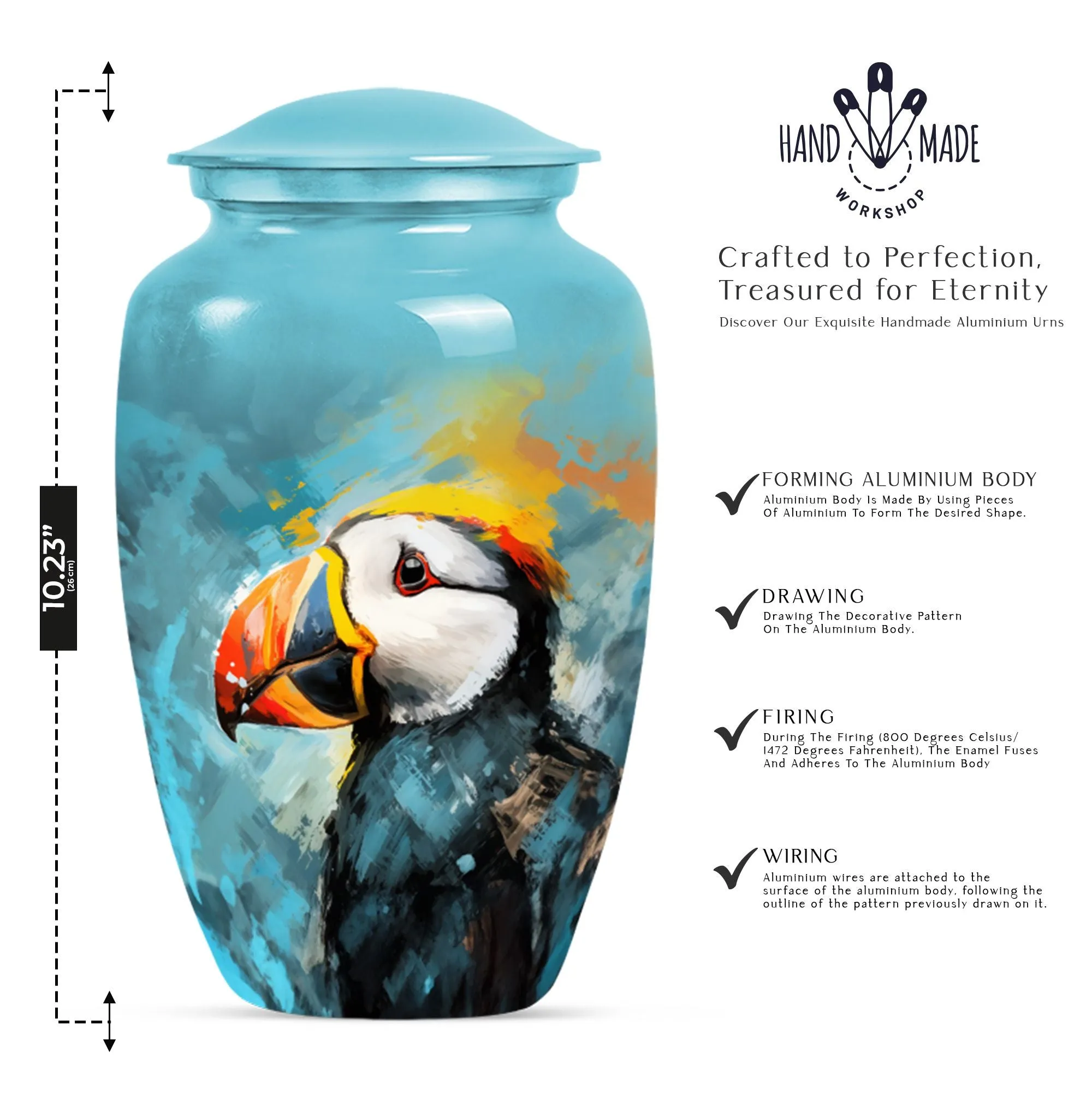 Eternal Puffin Bird Homage Urn - A Resilient Keepsake Urn