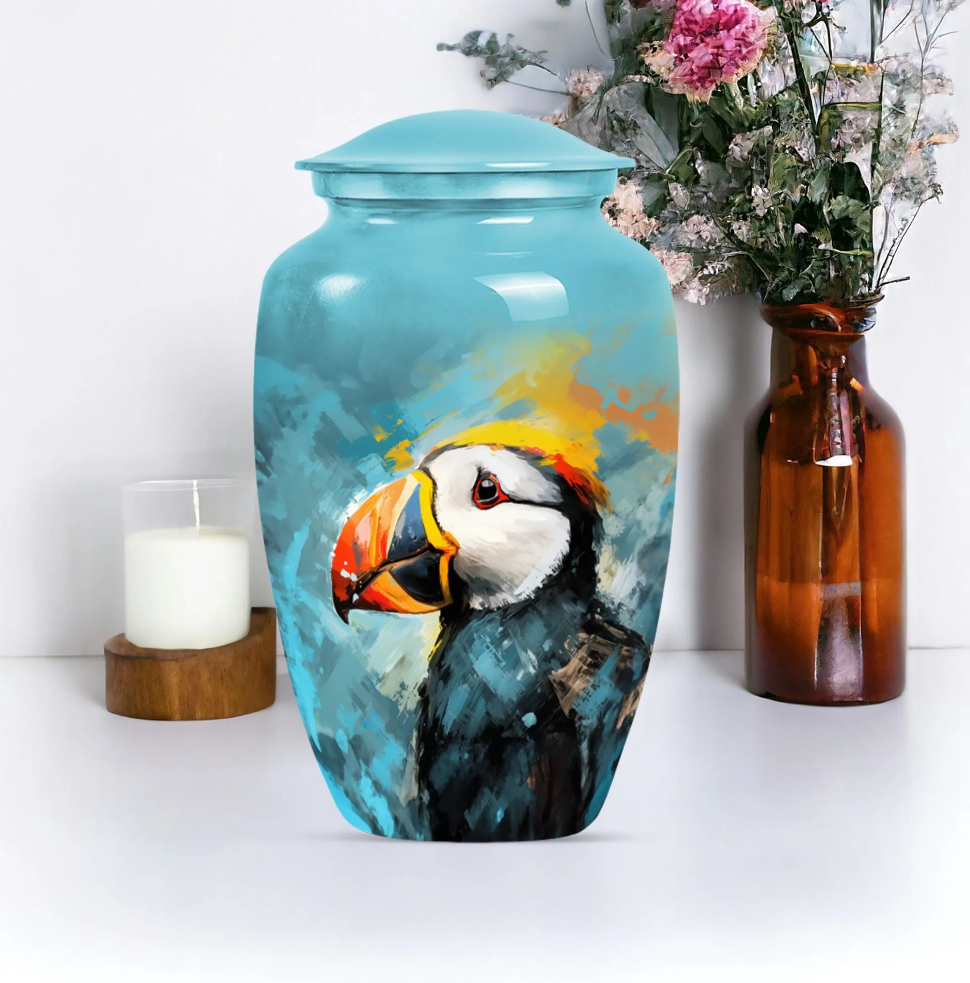 Eternal Puffin Bird Homage Urn - A Resilient Keepsake Urn