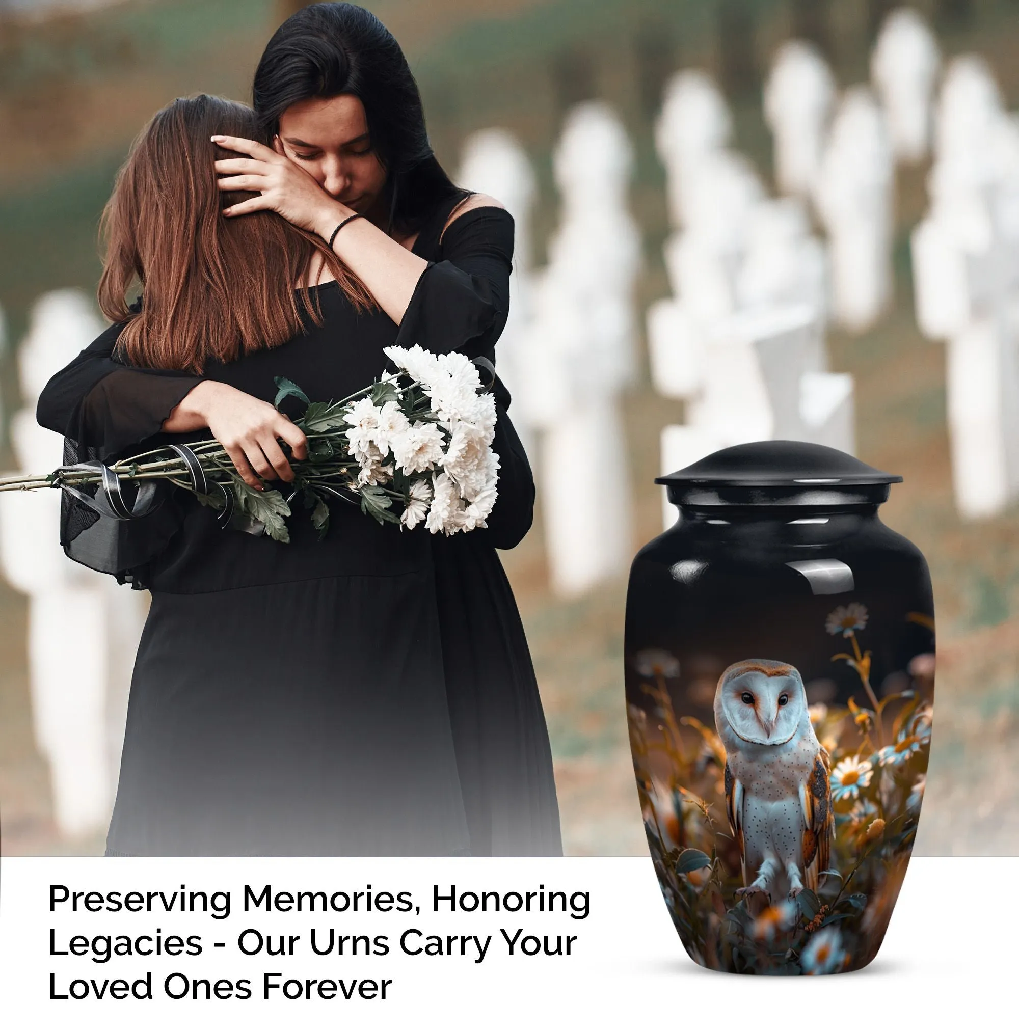 Eternal Rest - Classic Barn Owl Adult Cremation Urn for Women