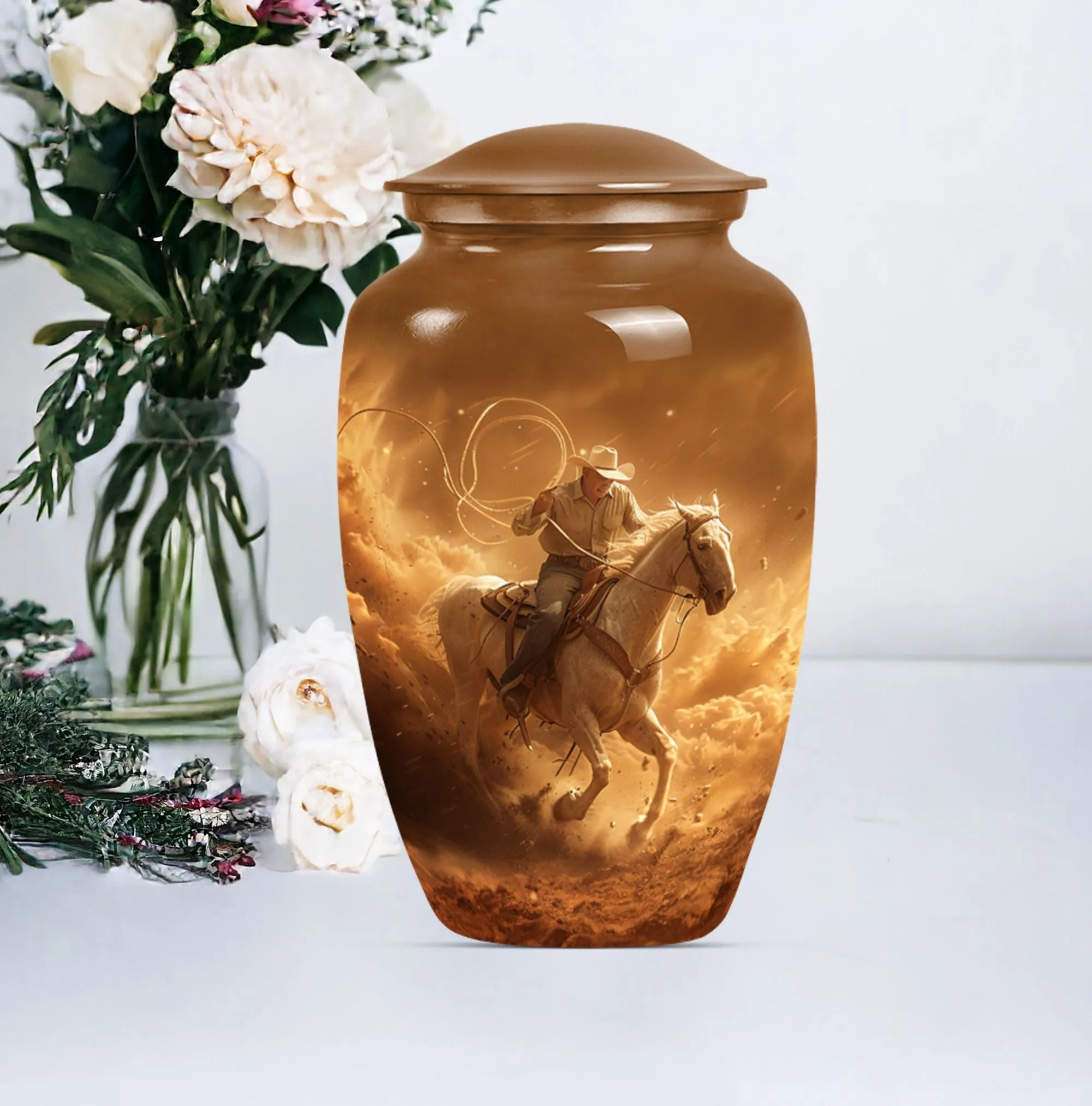 Eternal Rest Cowboy Homage: Premium Memorial Adult Urn