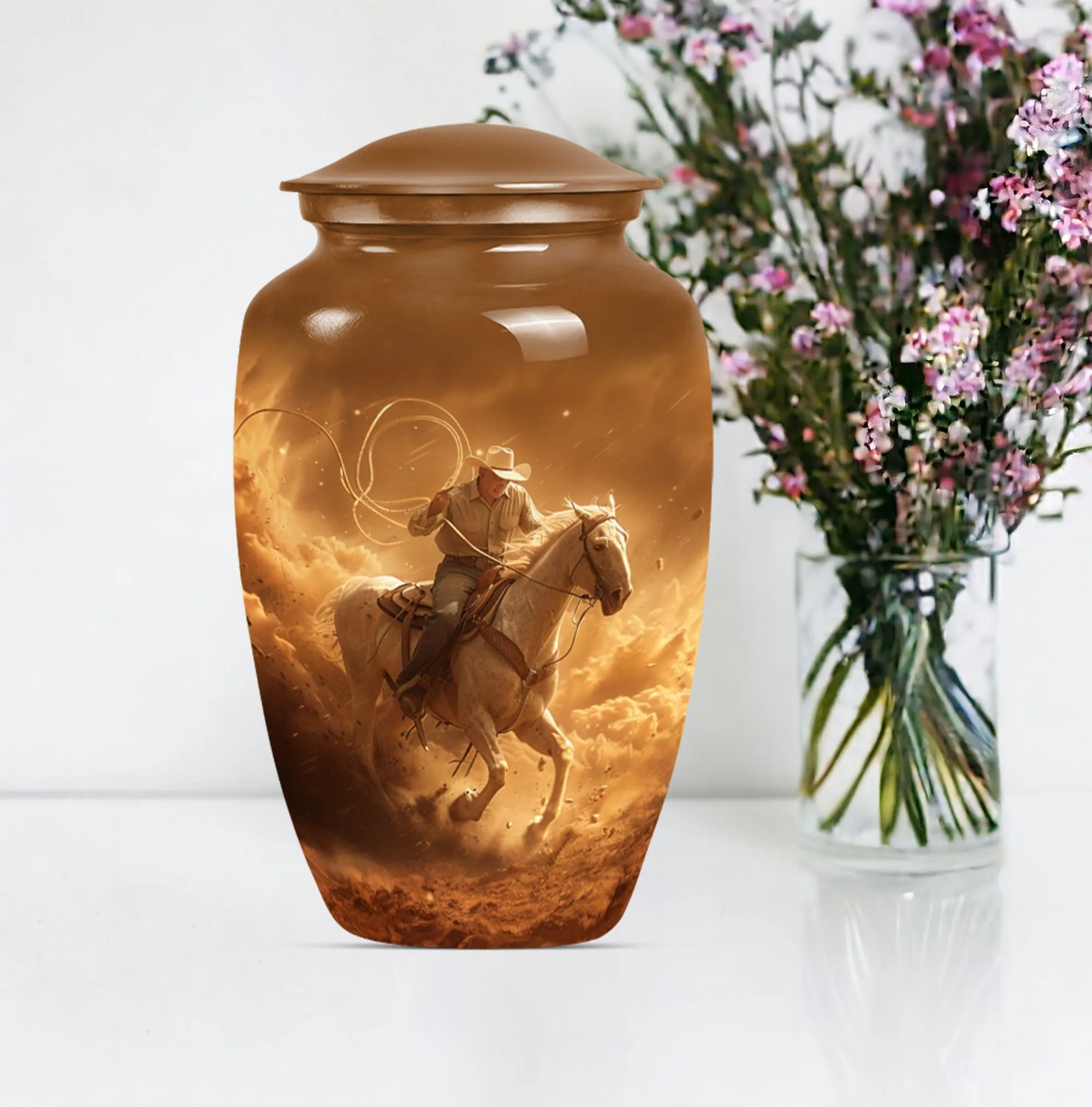 Eternal Rest Cowboy Homage: Premium Memorial Adult Urn