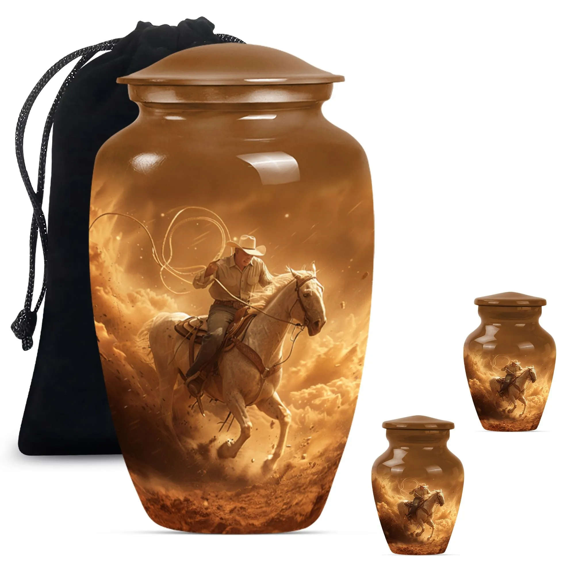 Eternal Rest Cowboy Homage: Premium Memorial Adult Urn
