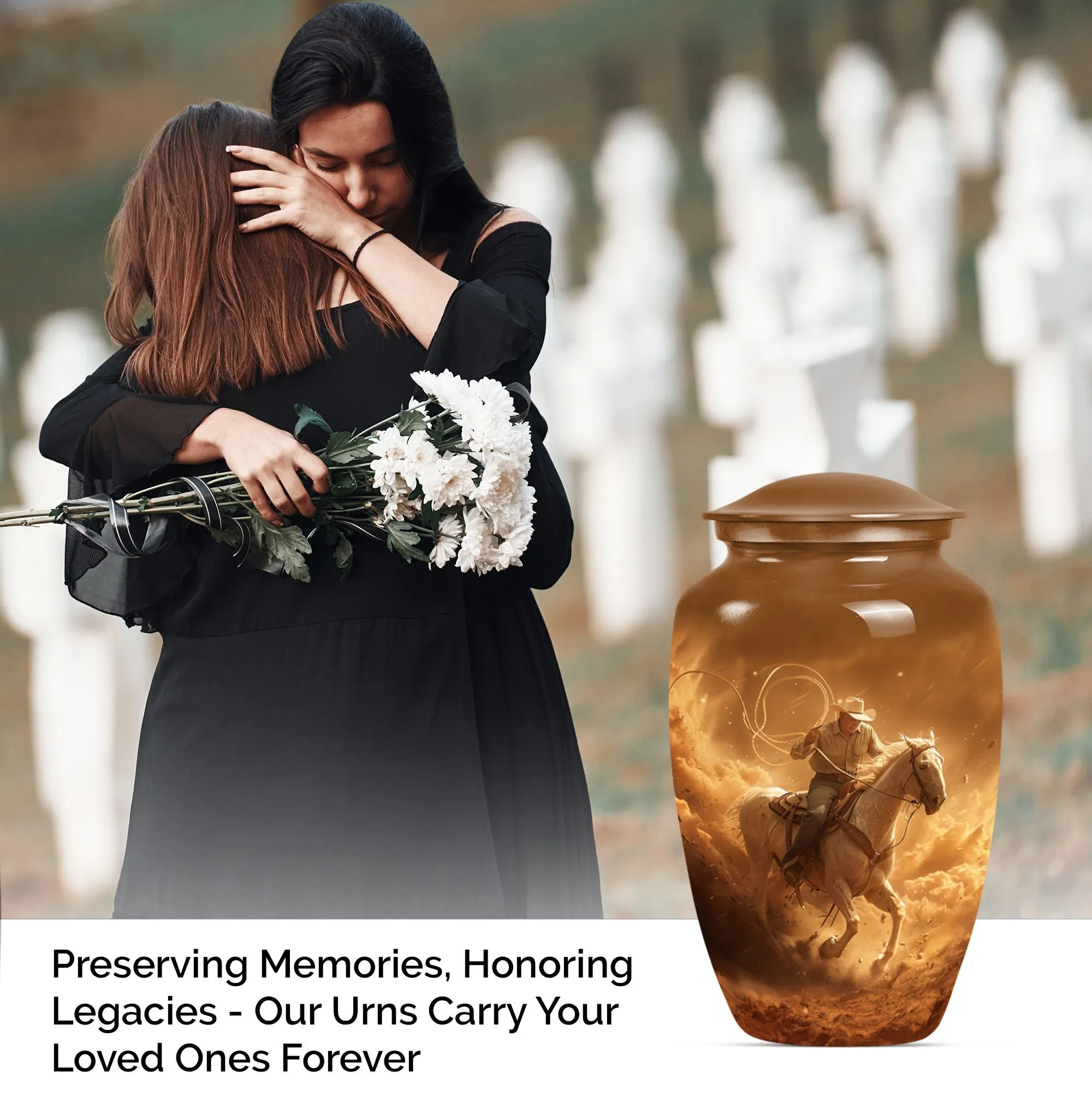 Eternal Rest Cowboy Homage: Premium Memorial Adult Urn