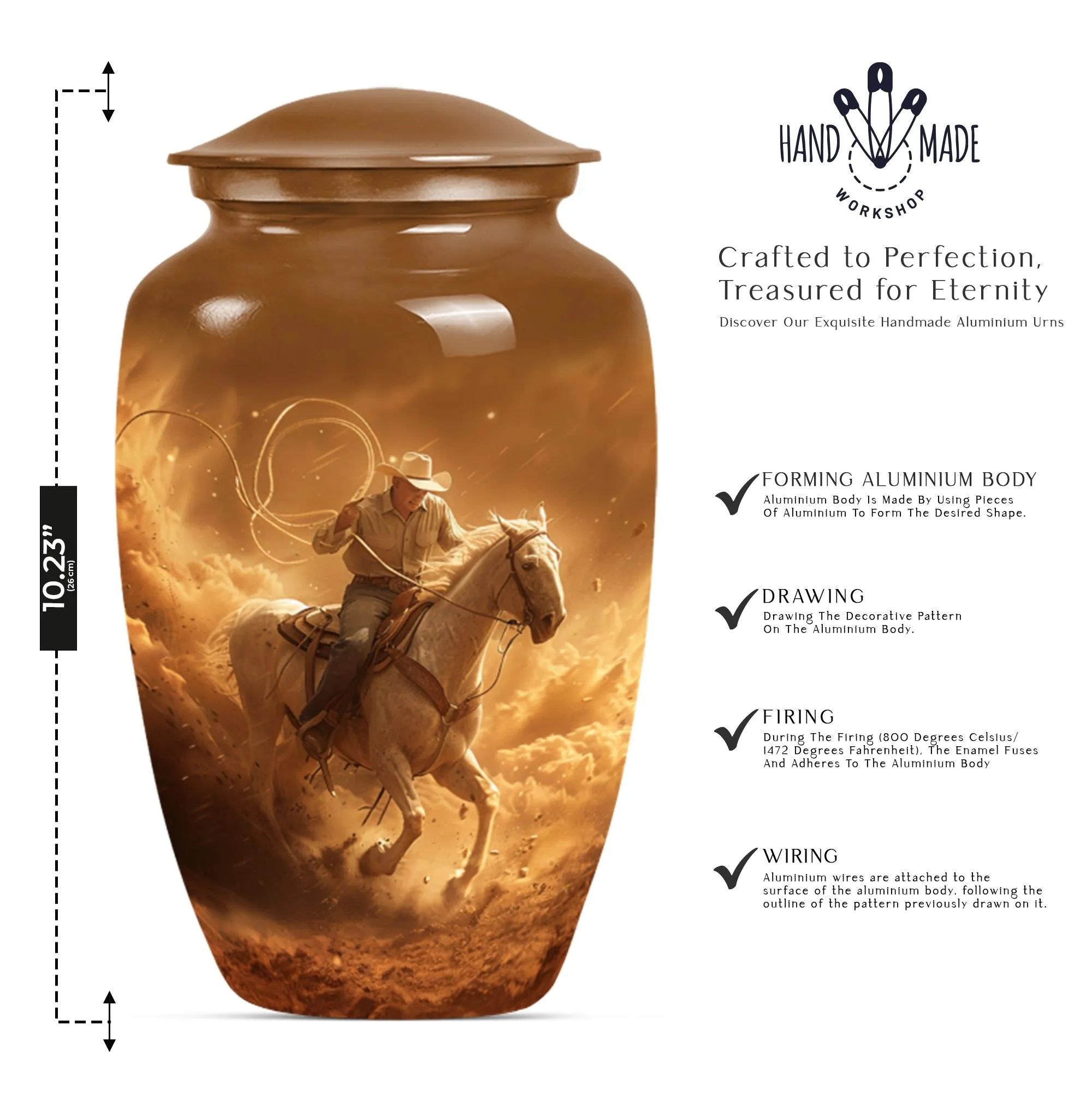 Eternal Rest Cowboy Homage: Premium Memorial Adult Urn