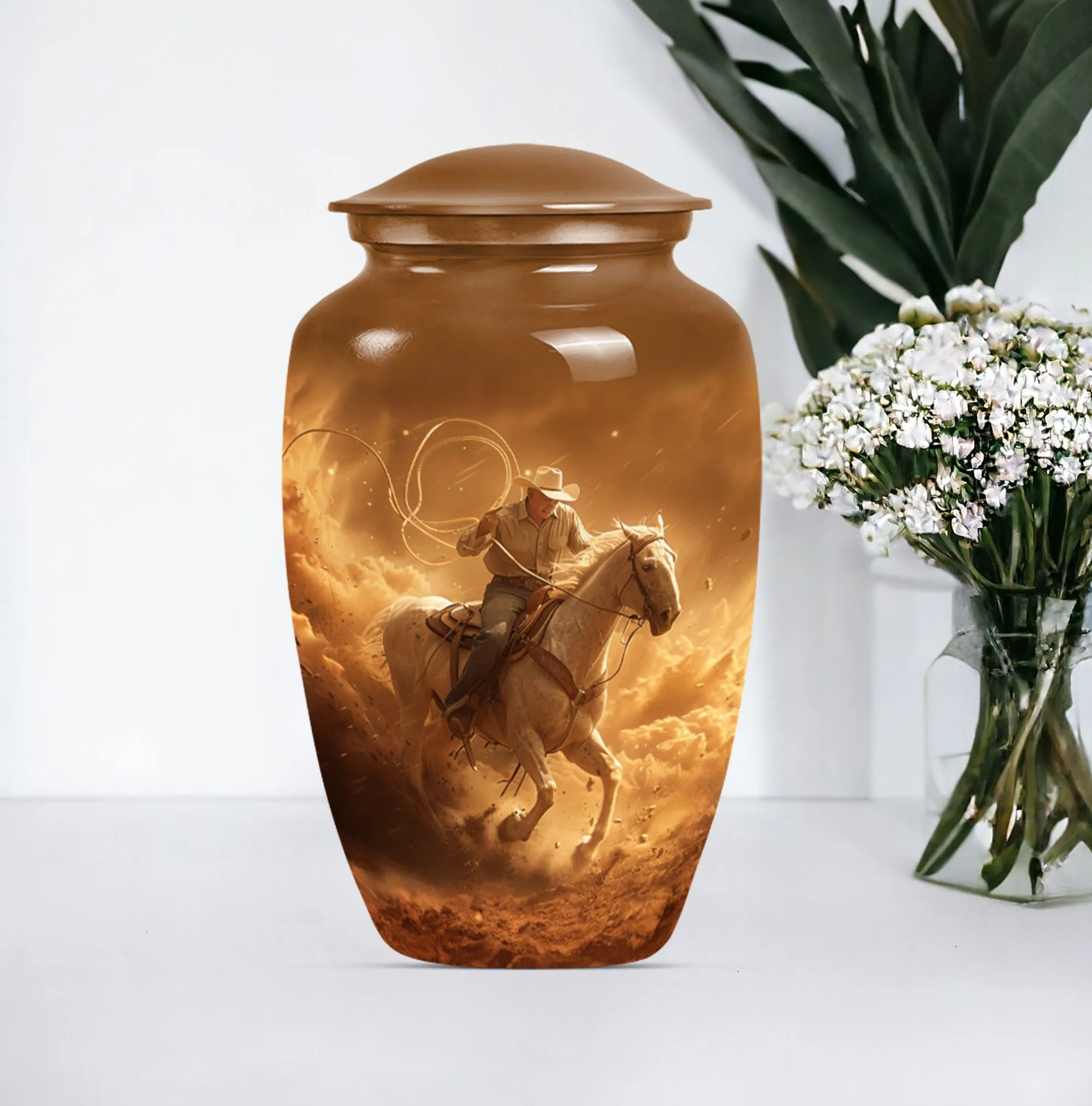 Eternal Rest Cowboy Homage: Premium Memorial Adult Urn