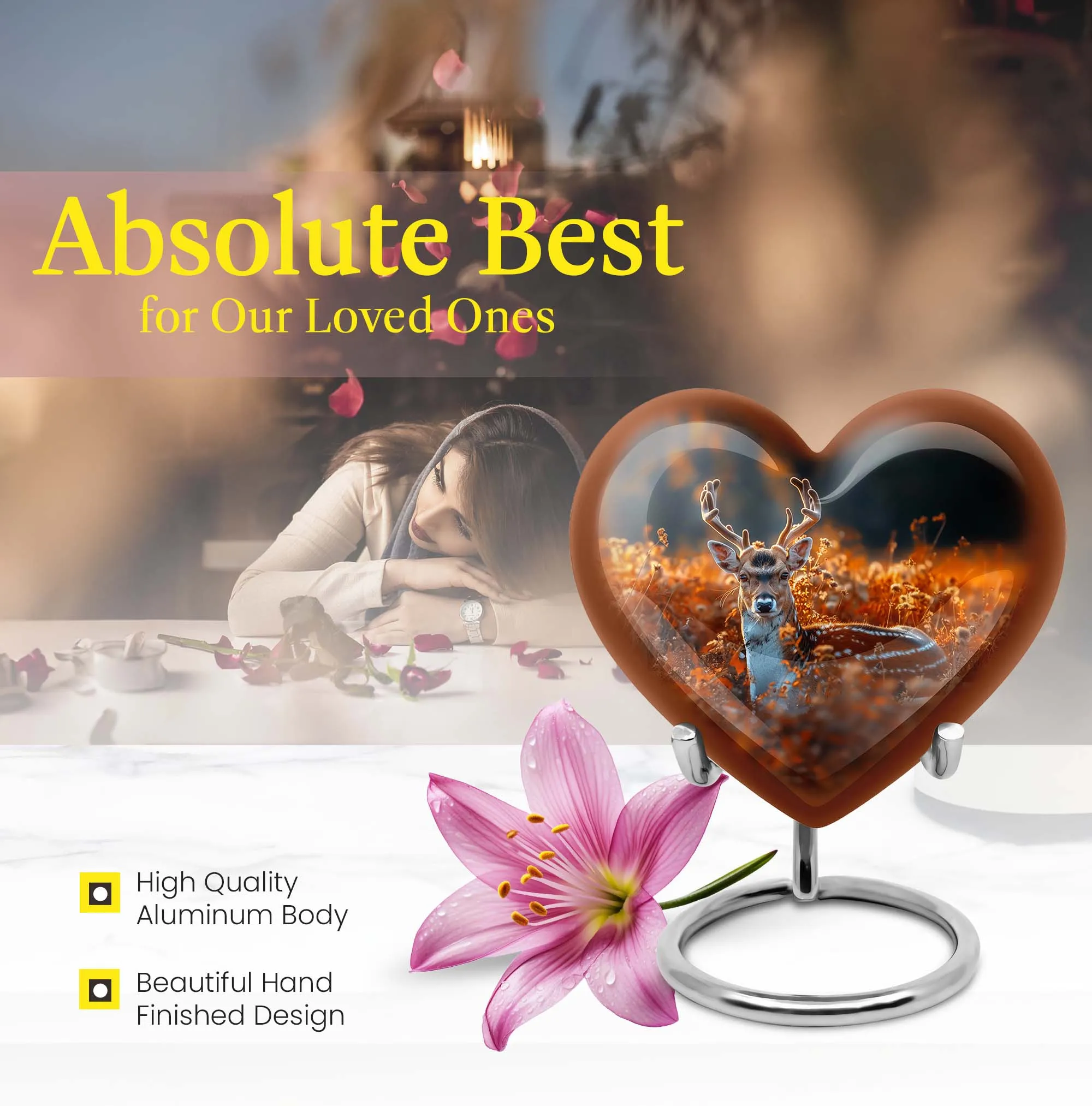 Eternal Tranquility: Deer Memorial Urn for Securing Female Ashes