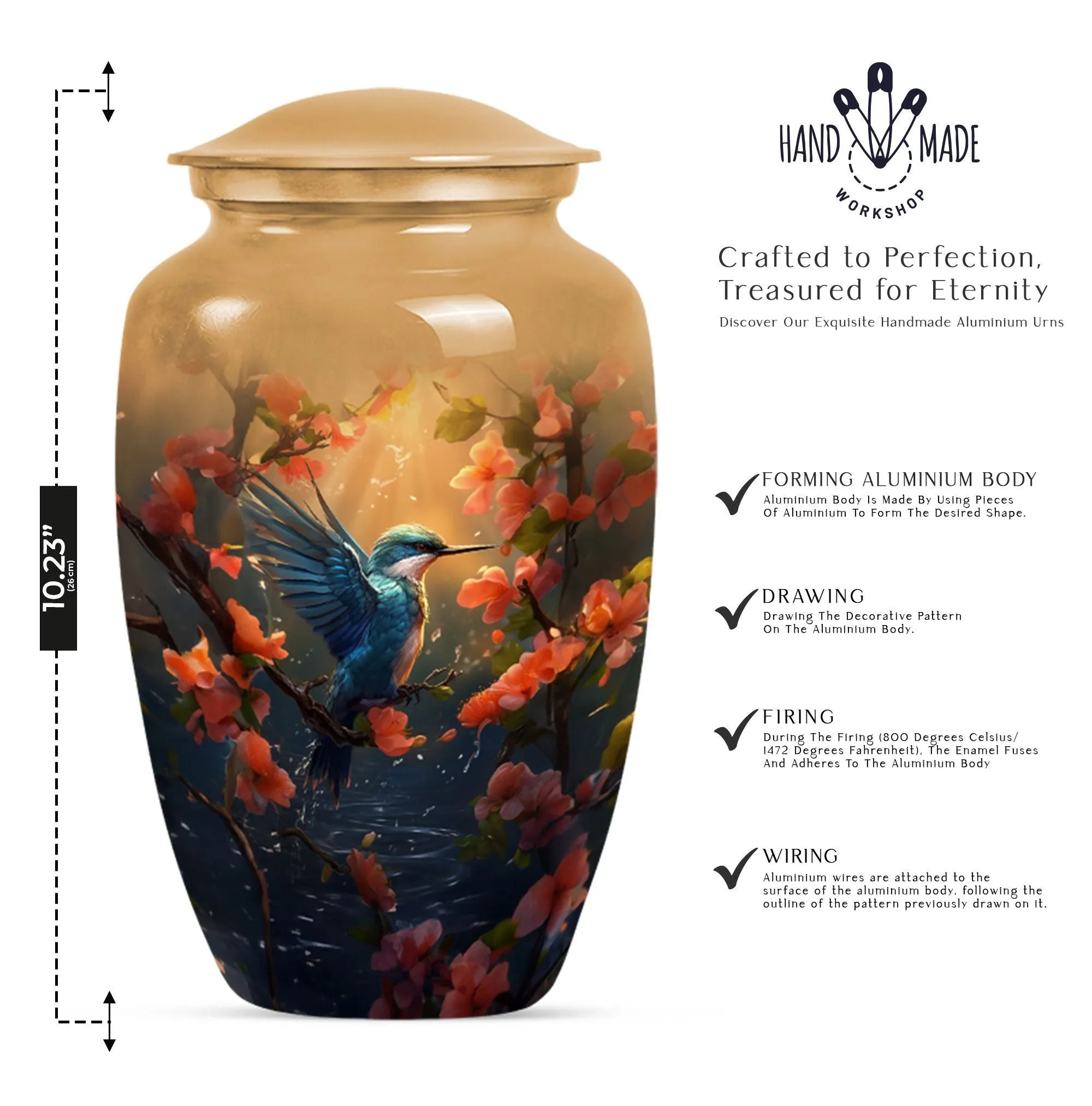 Eternity Flight: Humming Bird Memorial Urn For Adult Human Ashes