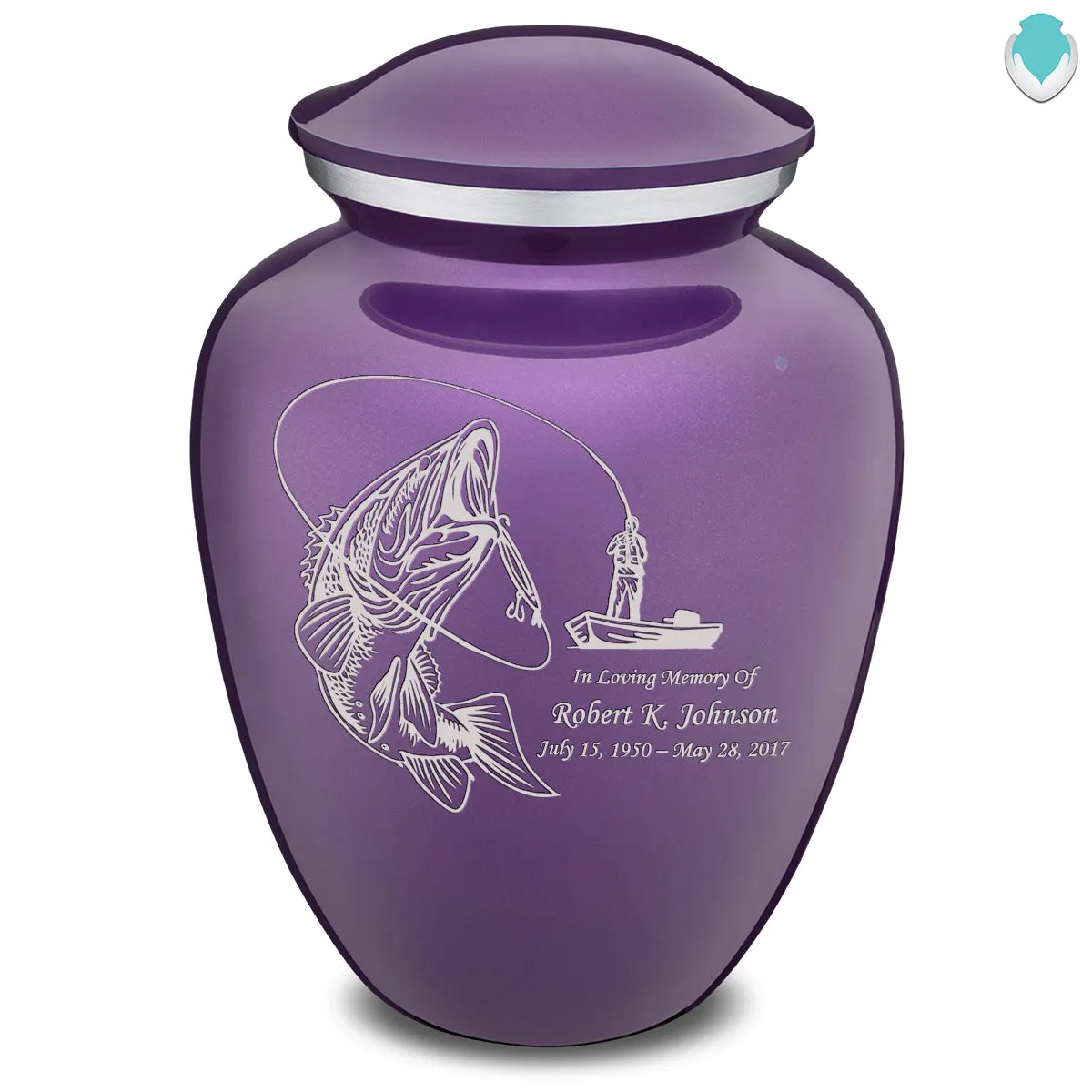 Extra Large Embrace Purple Fishing Cremation Urn for Ashes
