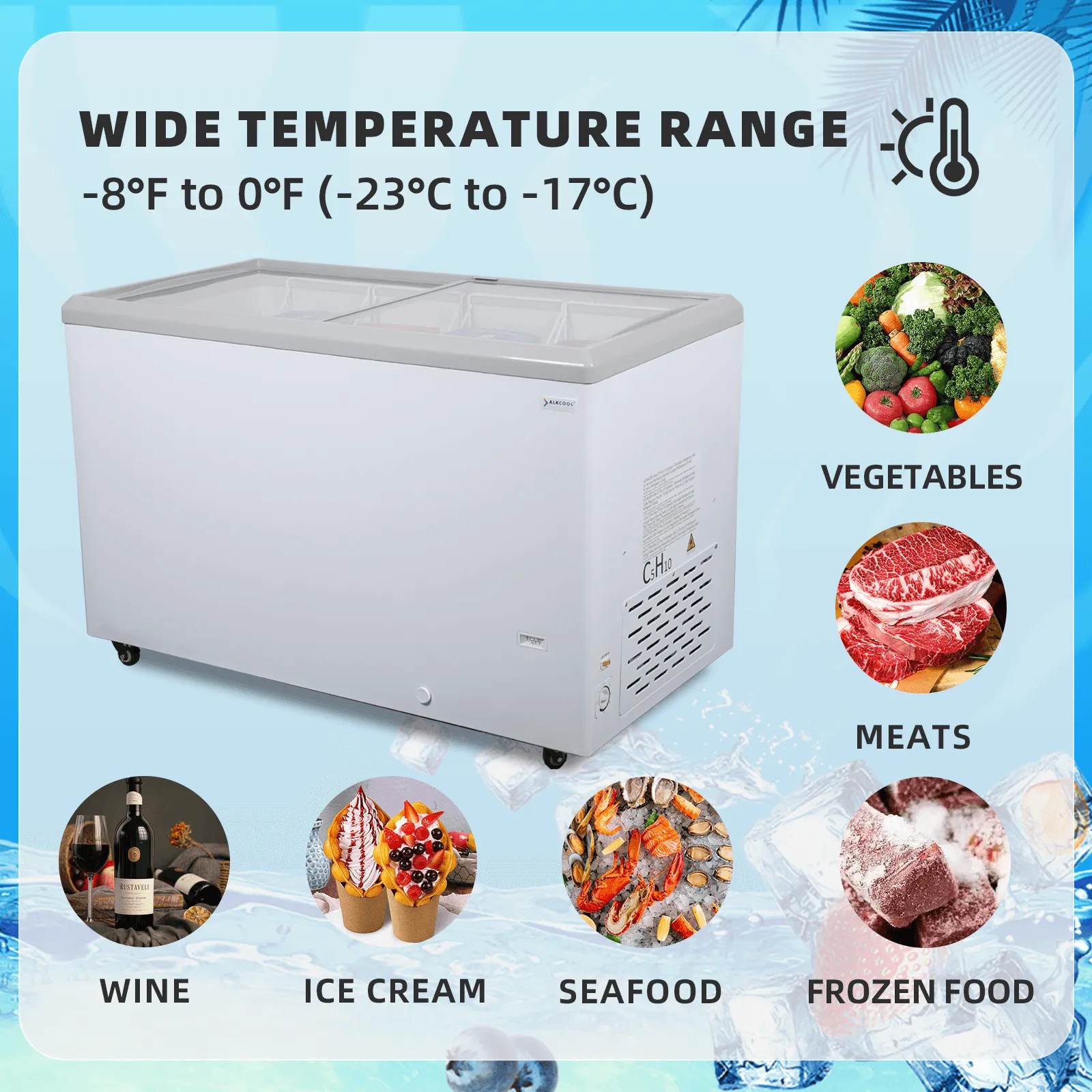 FDF12.4CF 41'' Width Horizontal Display Island Freezer - Nafcool™ Commercial Freezer Icecream, frozen food, Ice bag