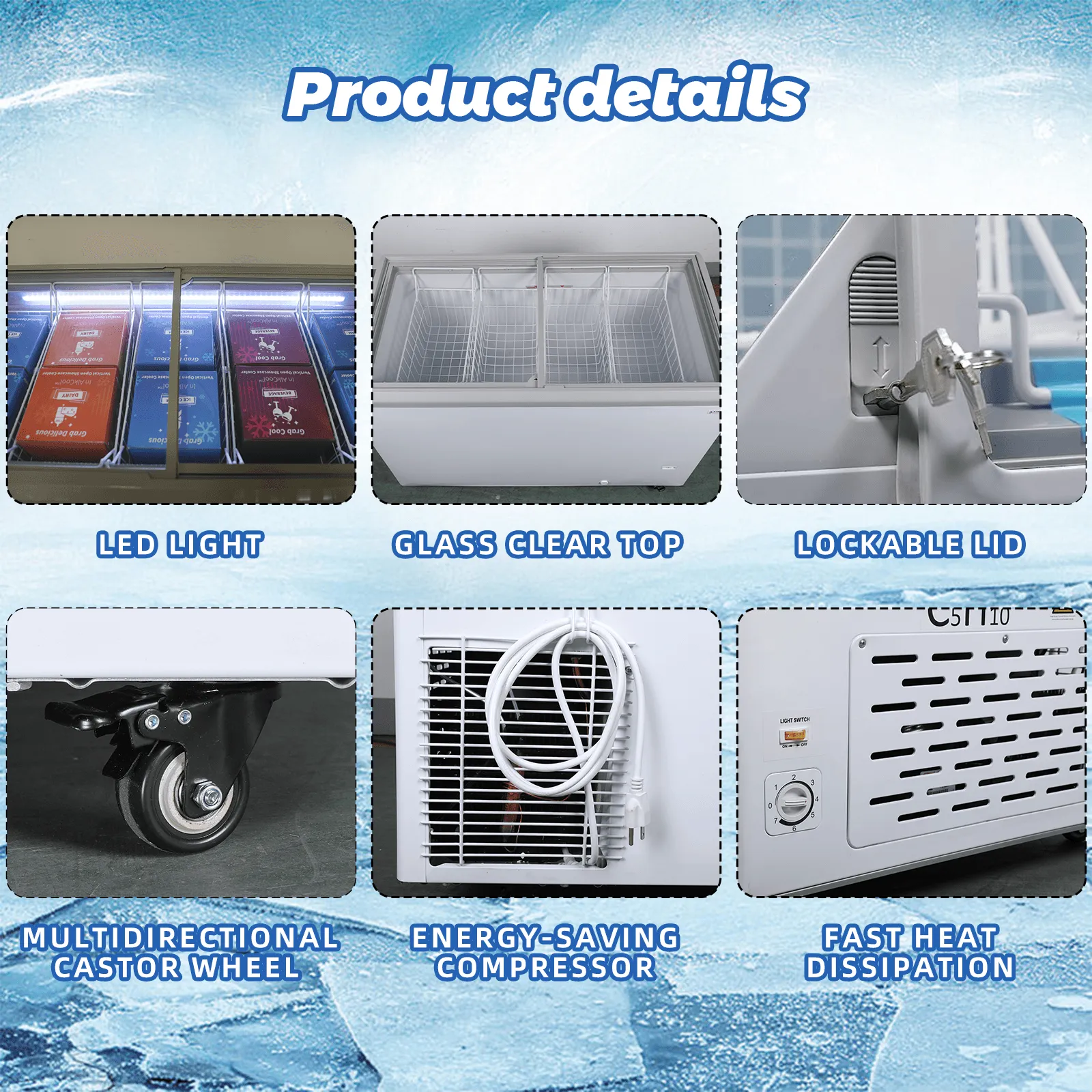 FDF16CF 50'' Width Horizontal Display Island Freezer - Nafcool™ Commercial Freezer Icecream, frozen food, Ice bag