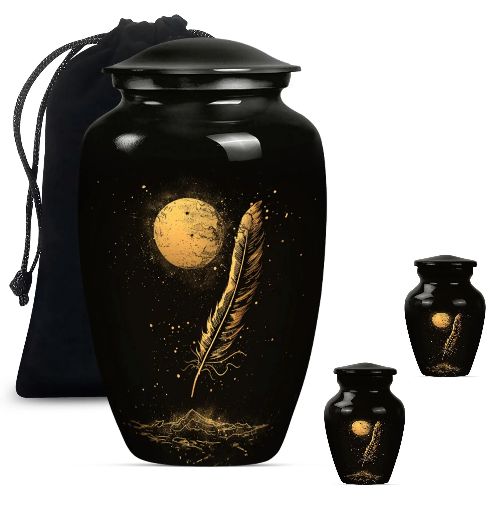 Feathered Tribute: Purple Meadow Memorial Urn for Cherishing Mom