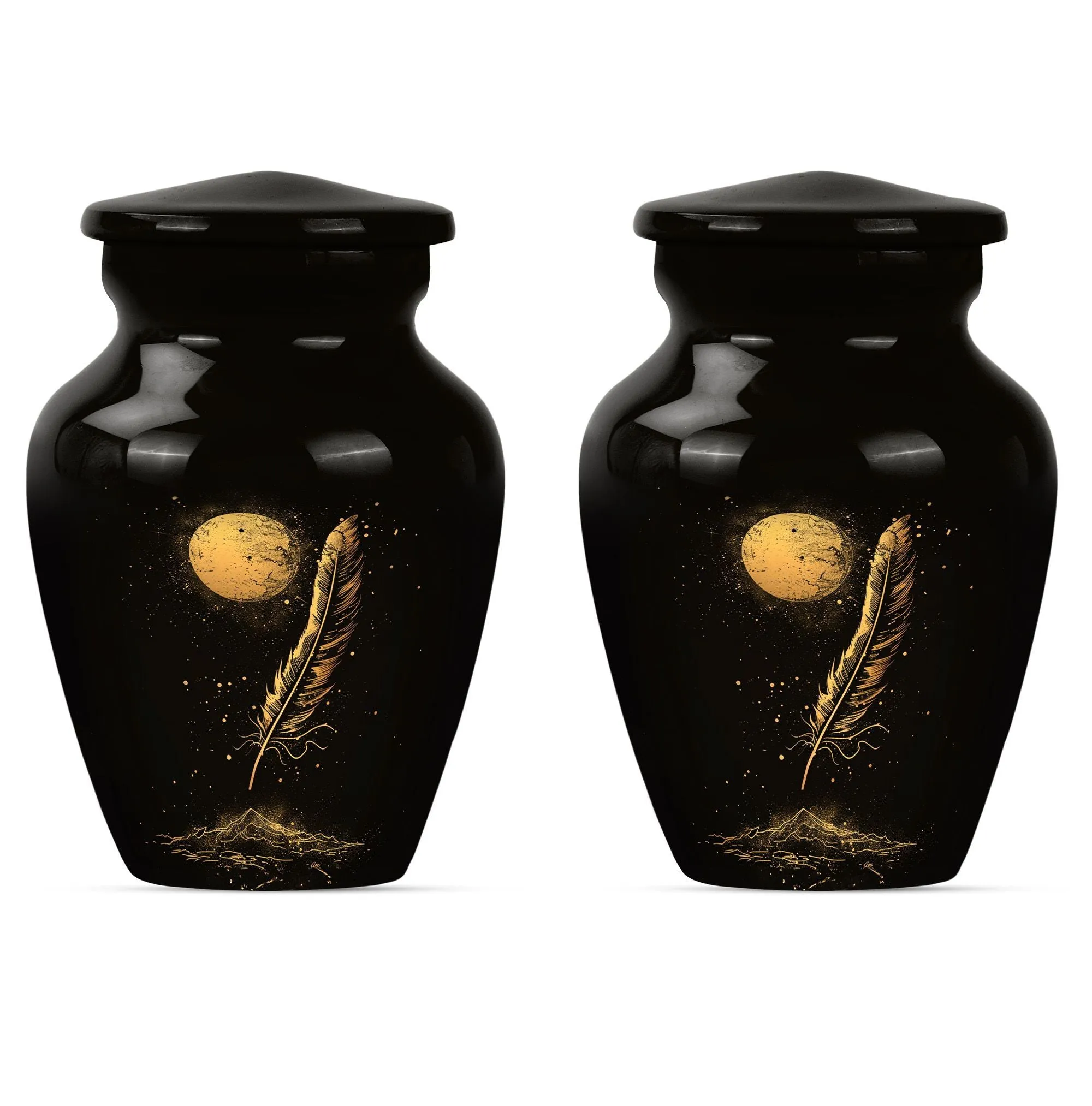 Feathered Tribute: Purple Meadow Memorial Urn for Cherishing Mom
