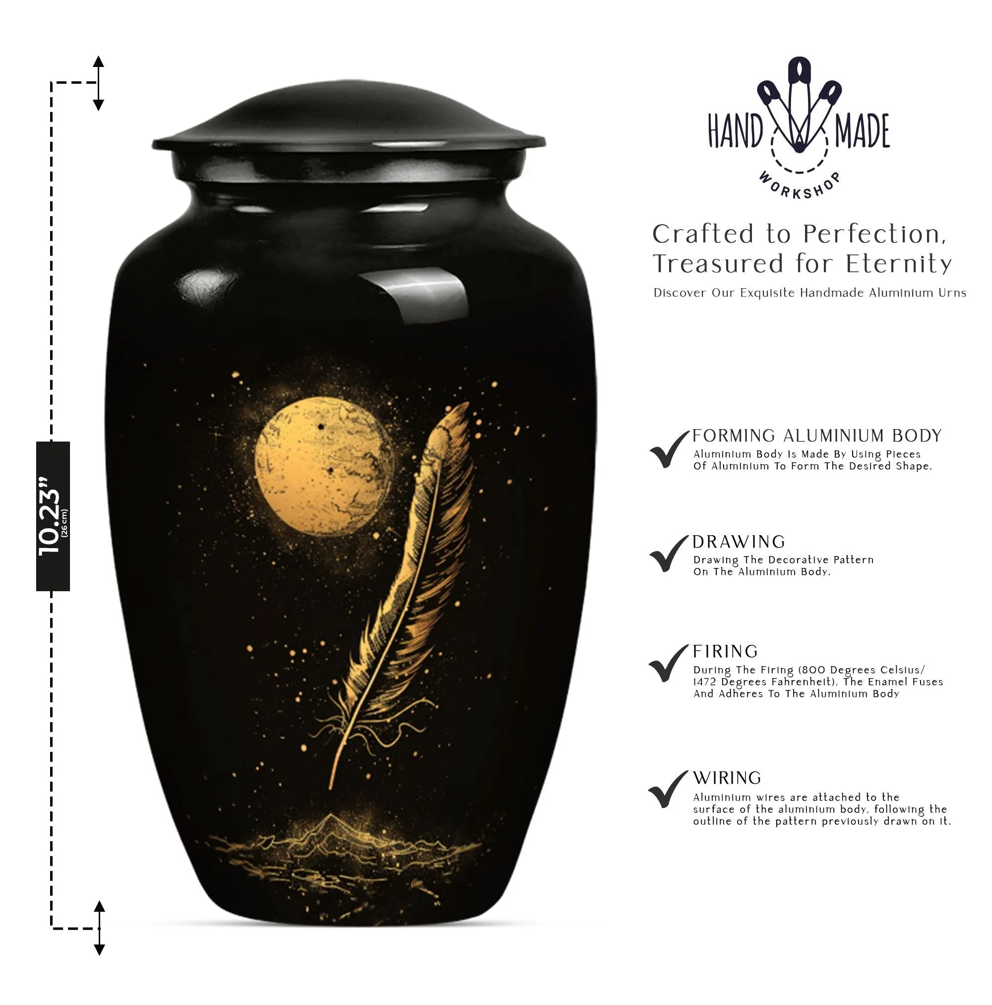 Feathered Tribute: Purple Meadow Memorial Urn for Cherishing Mom