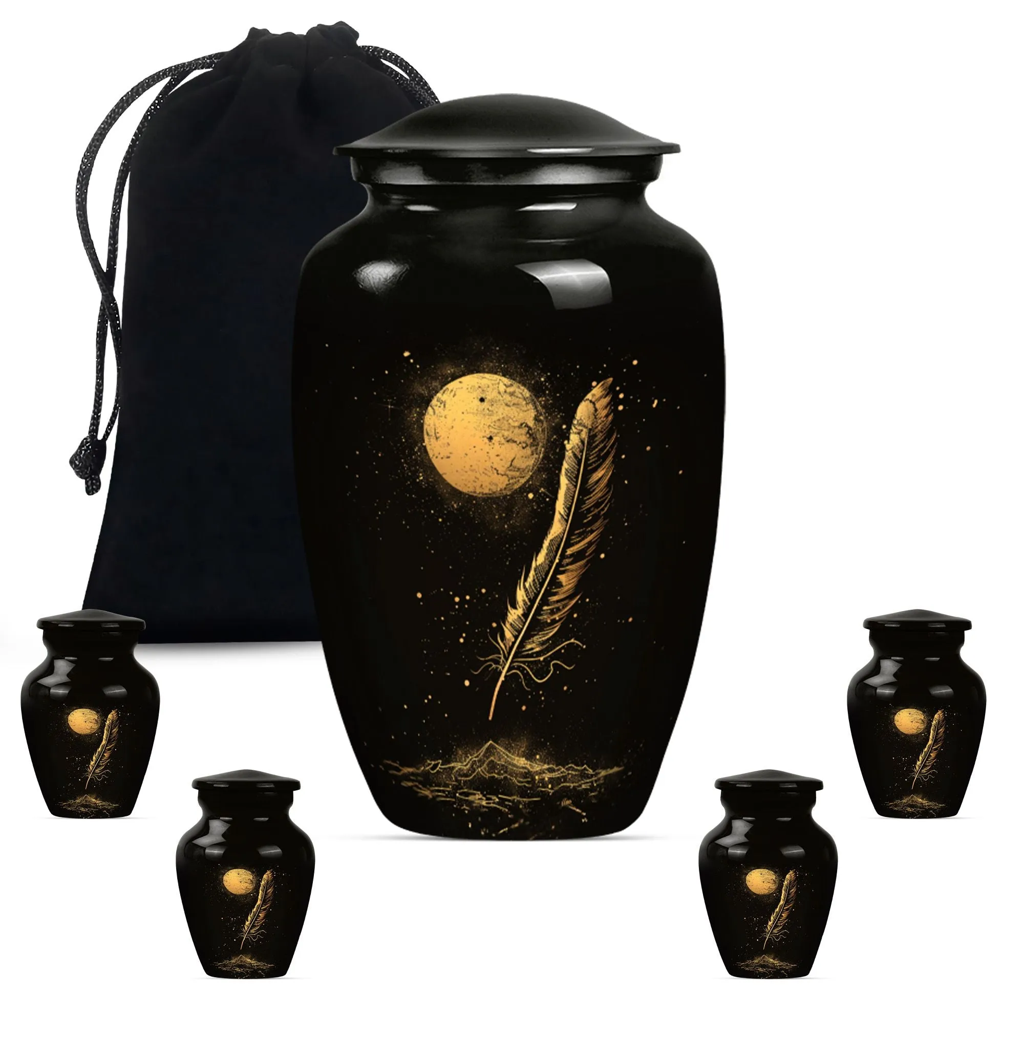 Feathered Tribute: Purple Meadow Memorial Urn for Cherishing Mom
