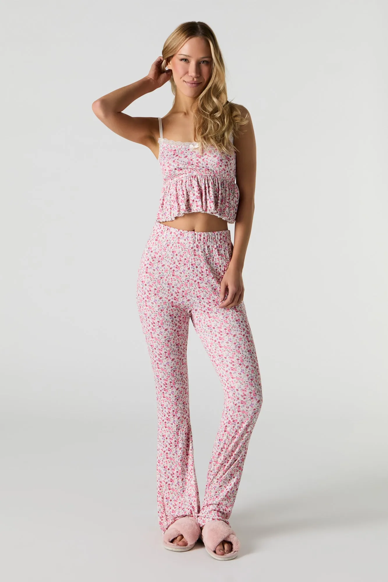 Floral Pointelle Knit Pajama Tank