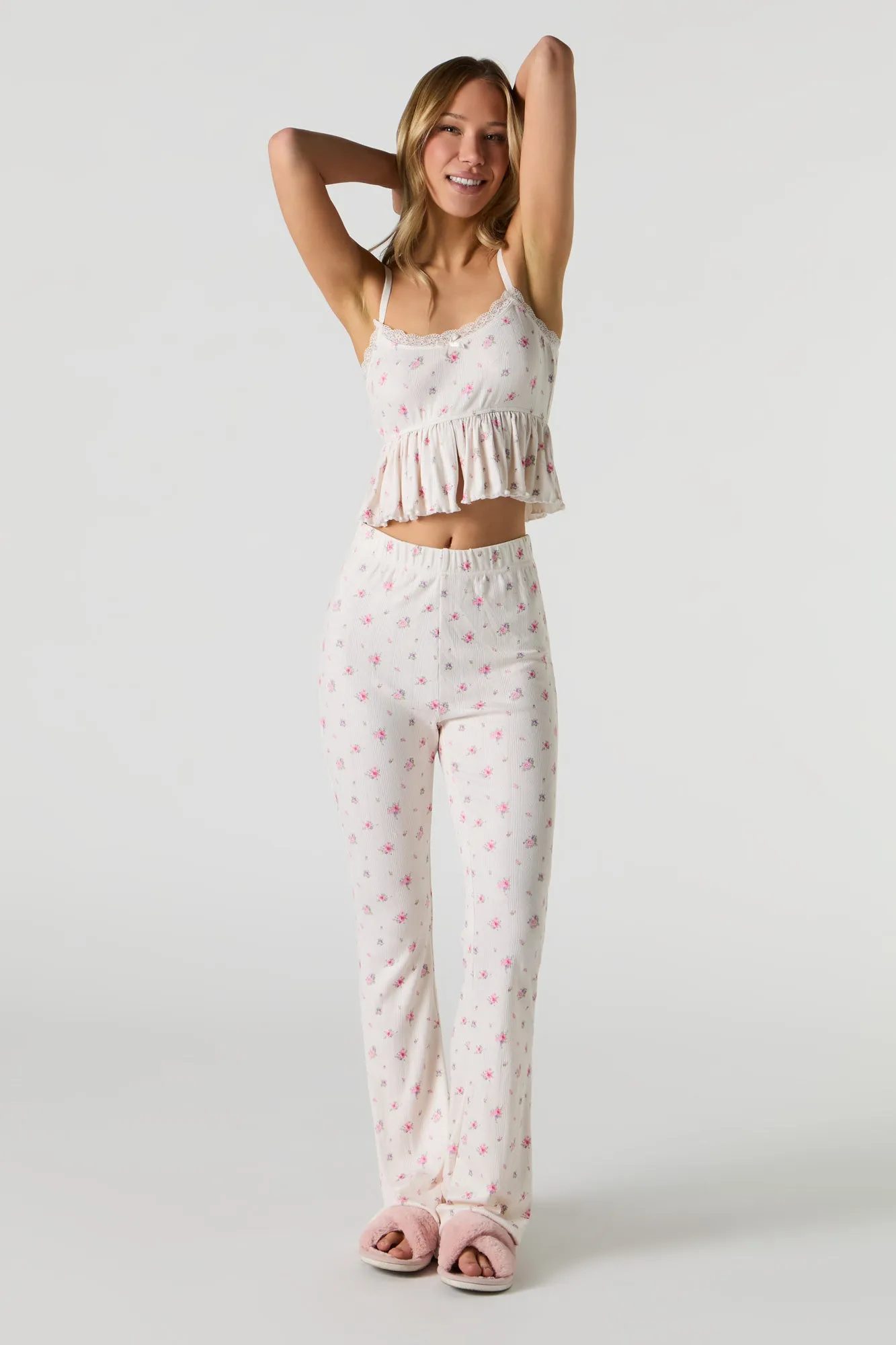 Floral Pointelle Knit Pajama Tank